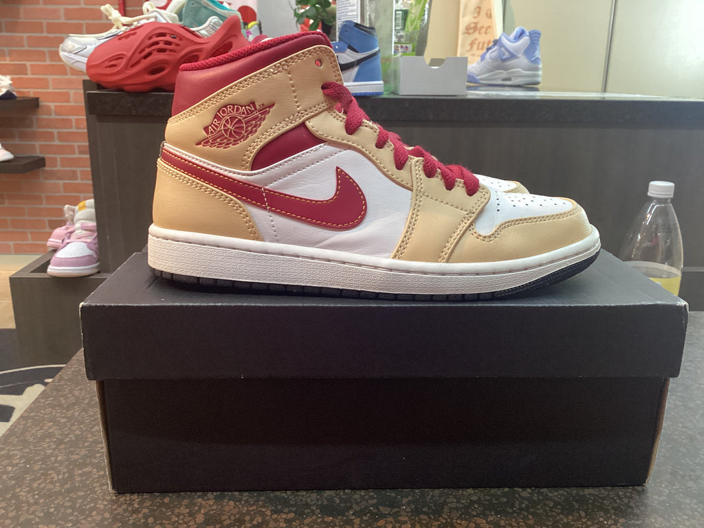 Jordan 1 Mid “Light Curry Cardinal” Preowned Size 7