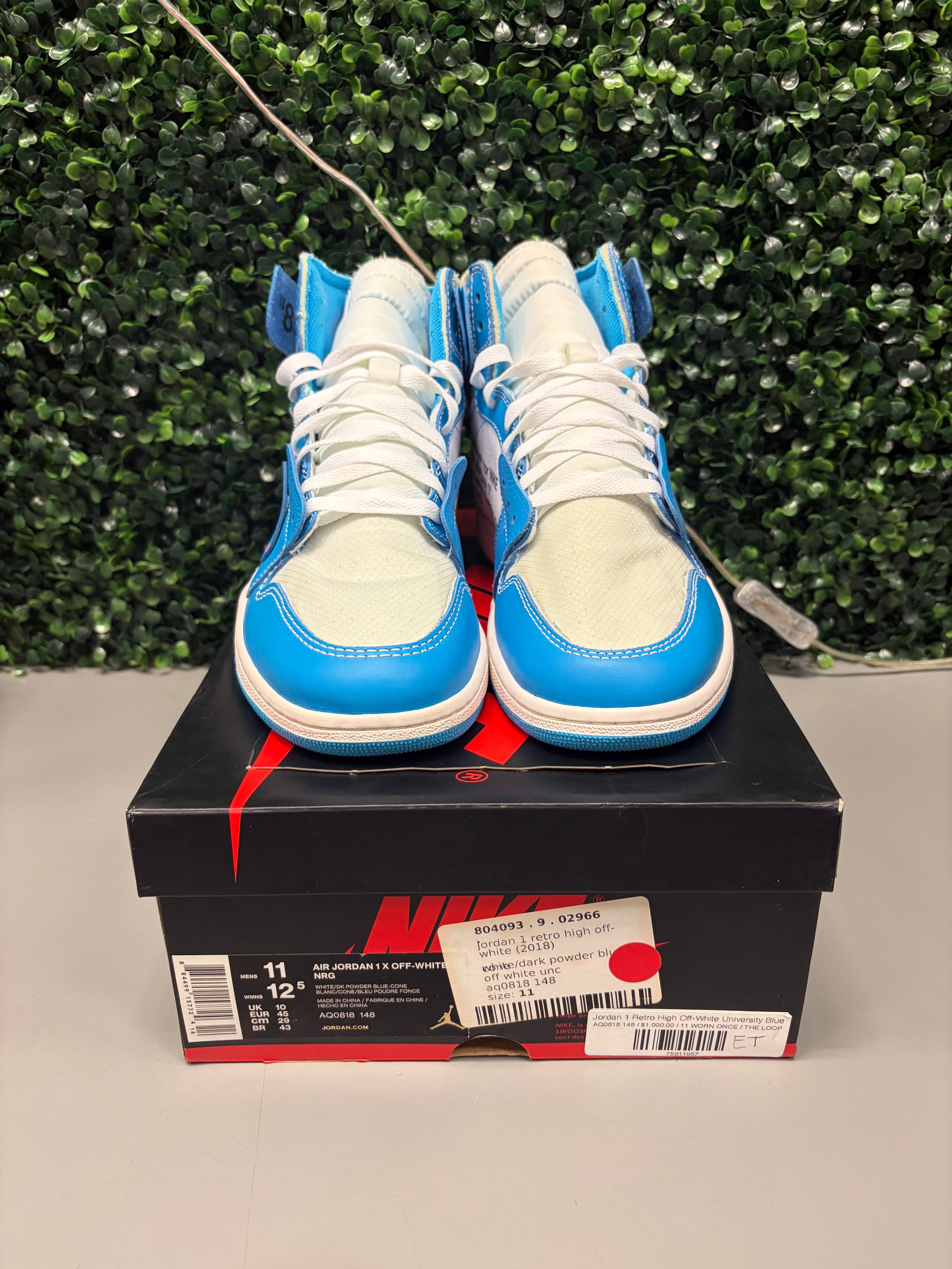 Jordan 1 Retro High Off-White "University Blue" Size 11 Preowned