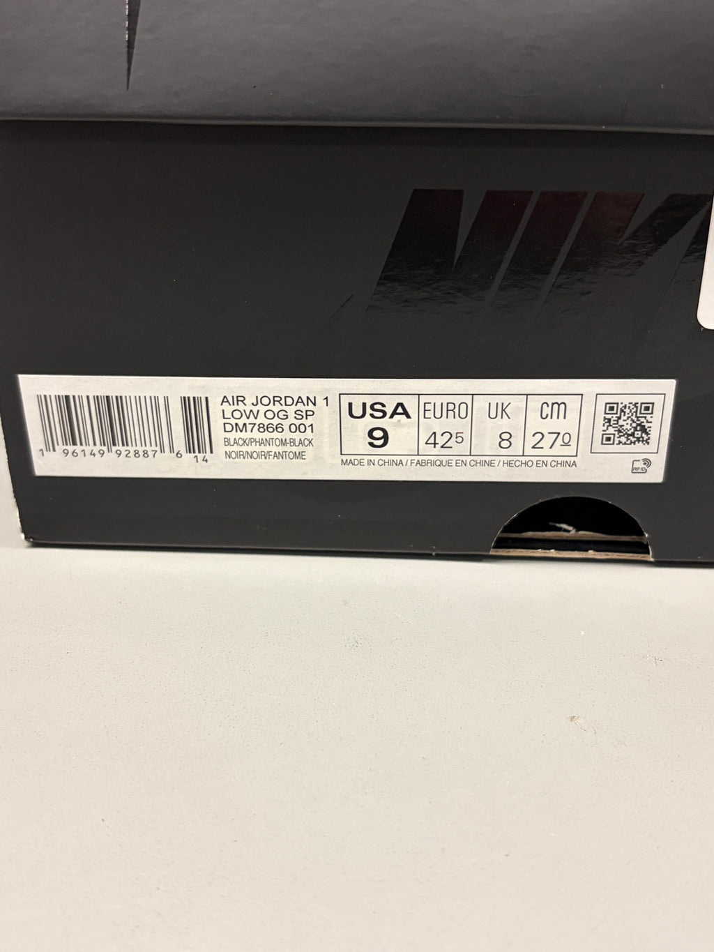 Jordan 1 Retro Low OG SP Travis Scott "Black Phantom" Size 9 Preowned