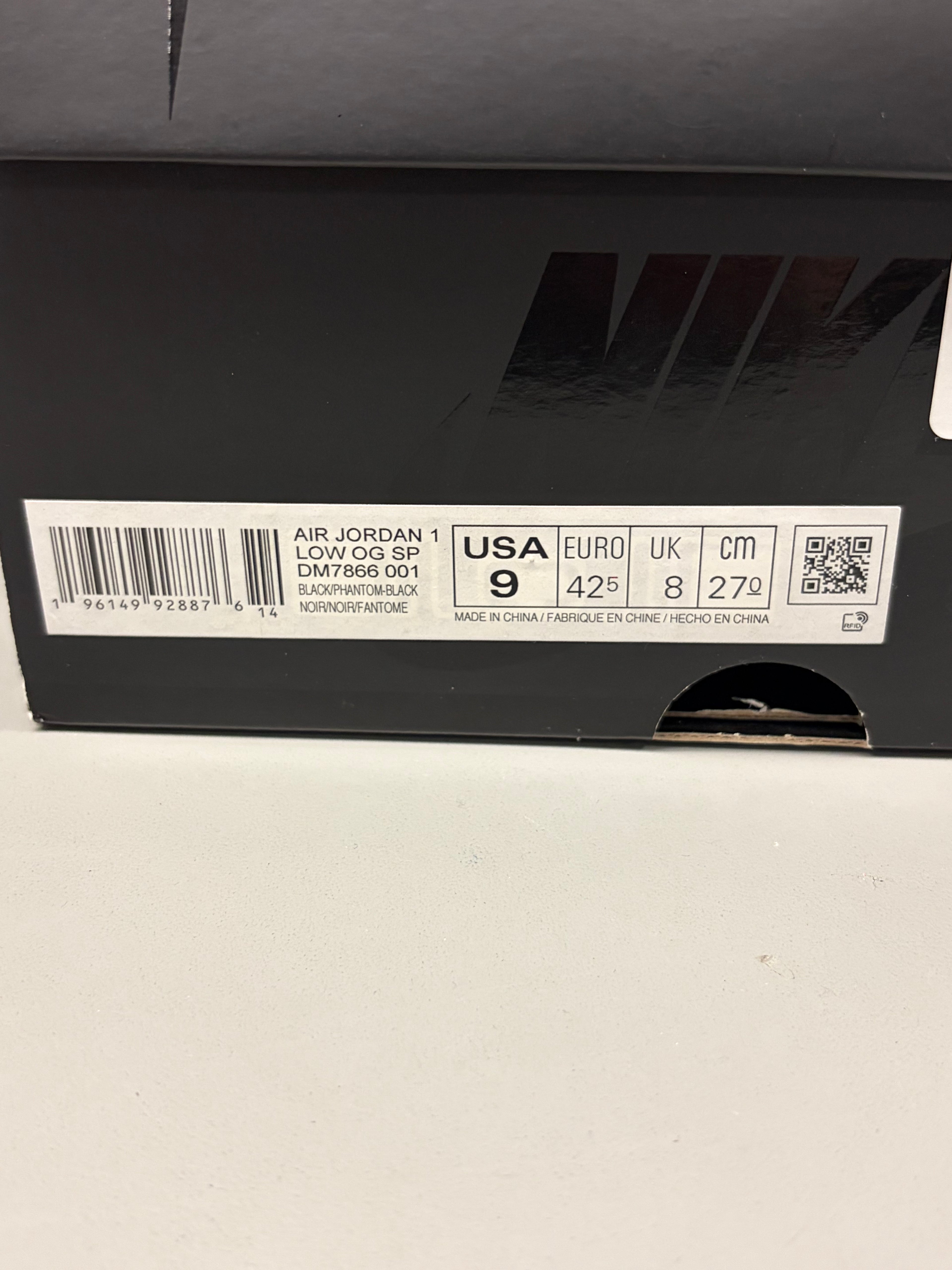 Jordan 1 Retro Low OG SP Travis Scott "Black Phantom" Size 9 Preowned