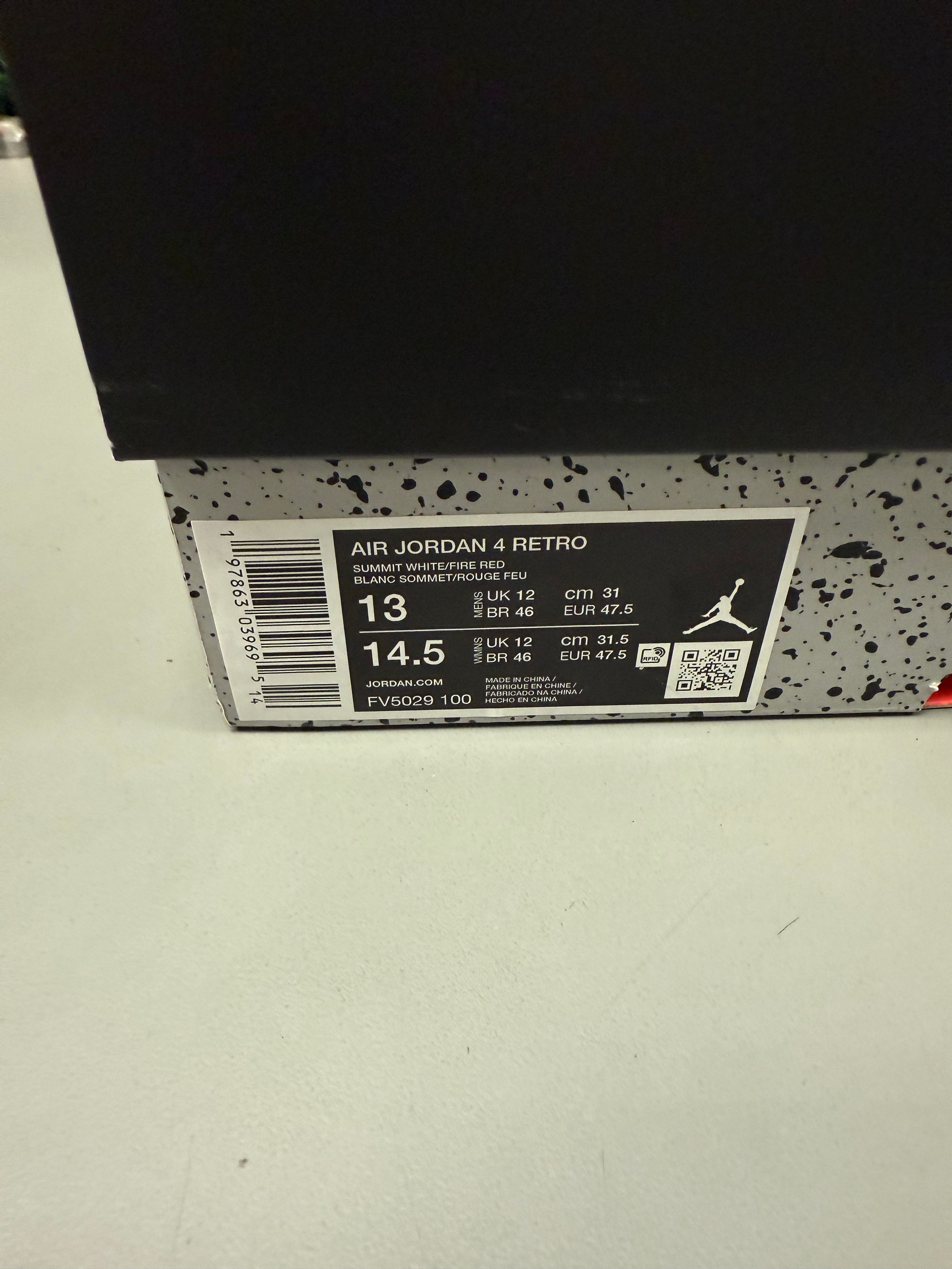 Jordan 4 "White Cement 2025" Size 13 Preowned
