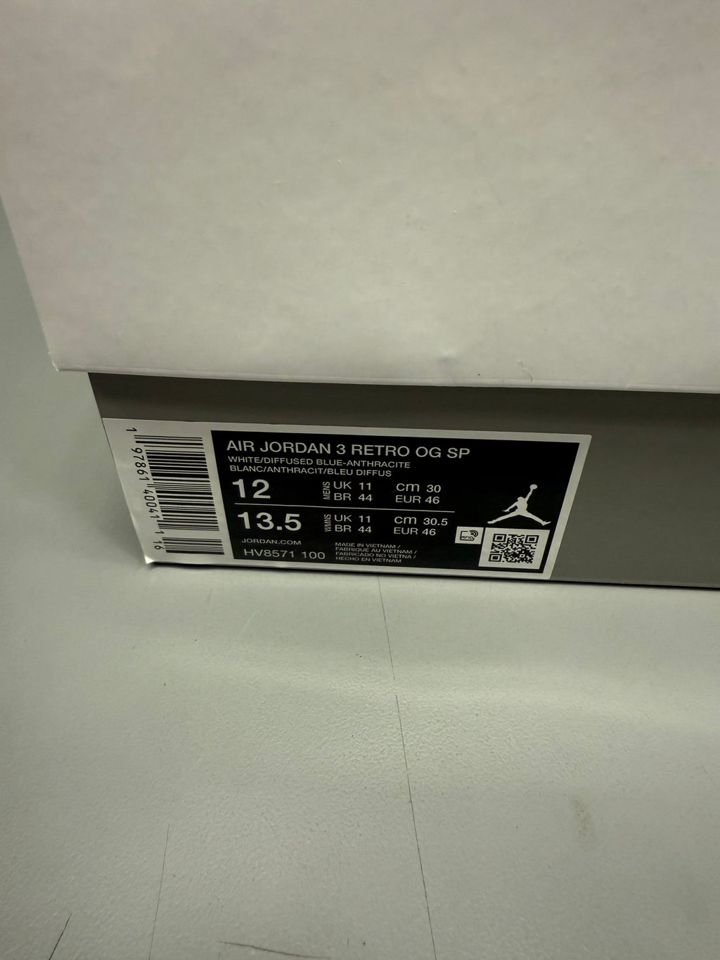 Jordan 3 X A Ma Maniere “Diffused Blue” Size 12 Preowned