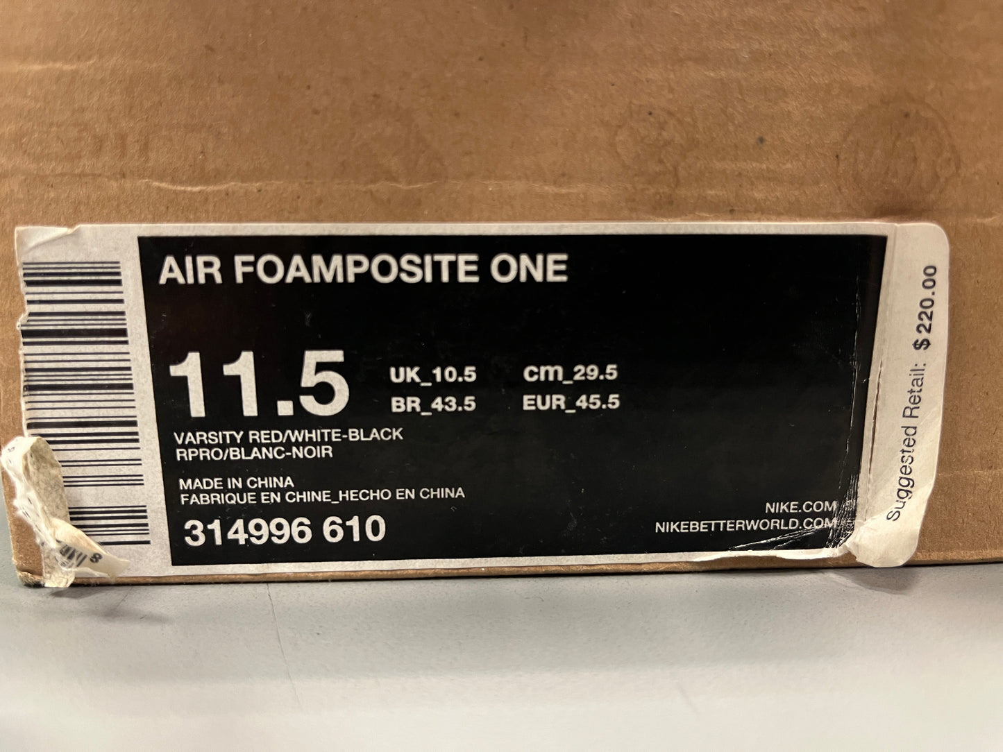 Nike Air Foamposite One "Red Metallic" Size 11.5 Preowned