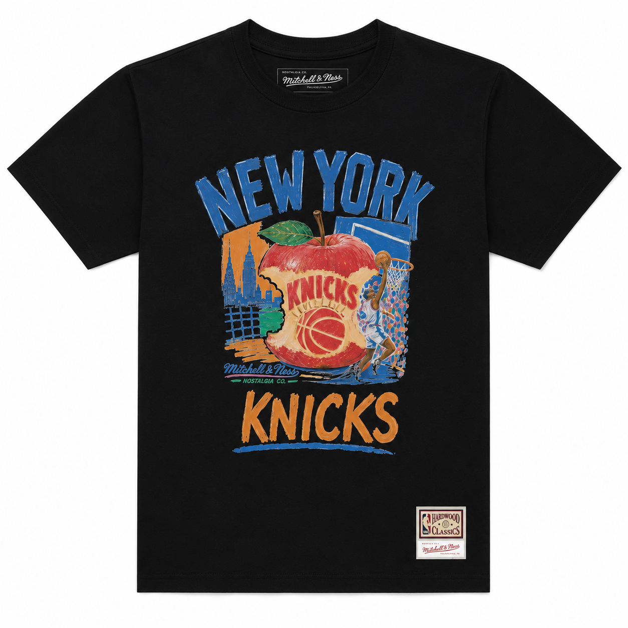 New York Knicks Black Concrete Apple T-Shirt