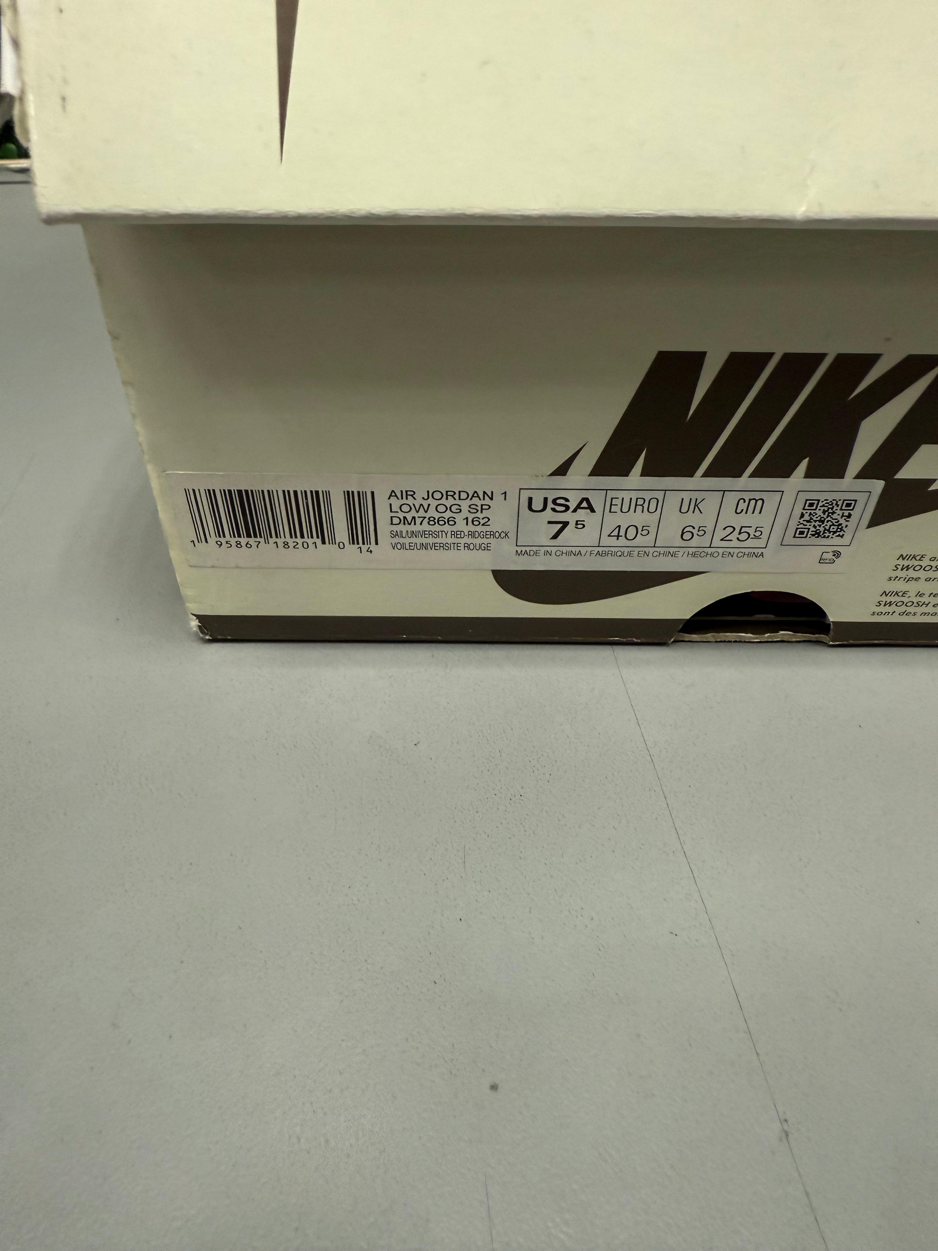 Jordan 1 Low X Travis Scott "Reverse Mocha" Size 7.5 Preowned