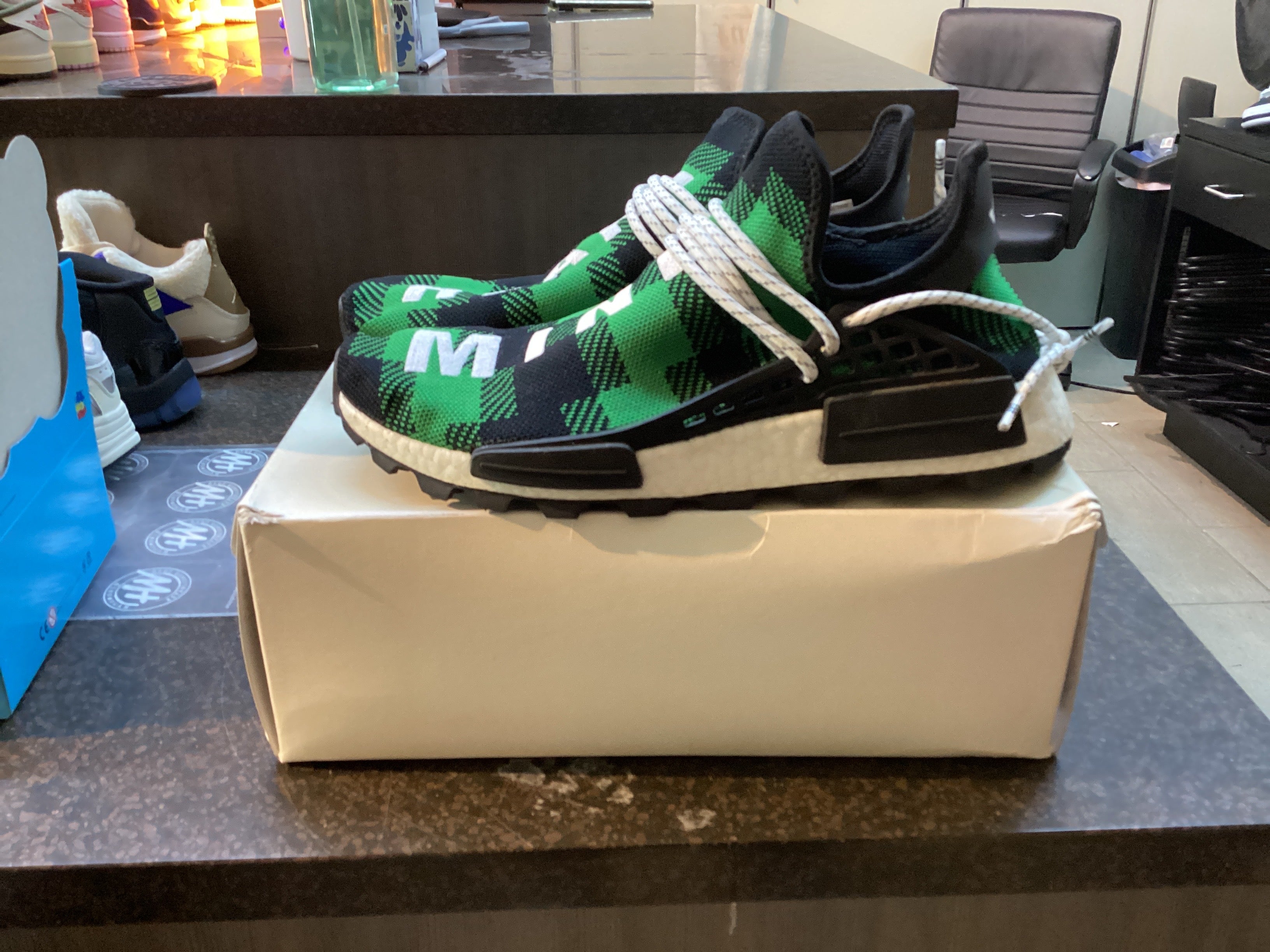 Adidas NMD Hu BBC “Green Plaid” Preowned Size 10