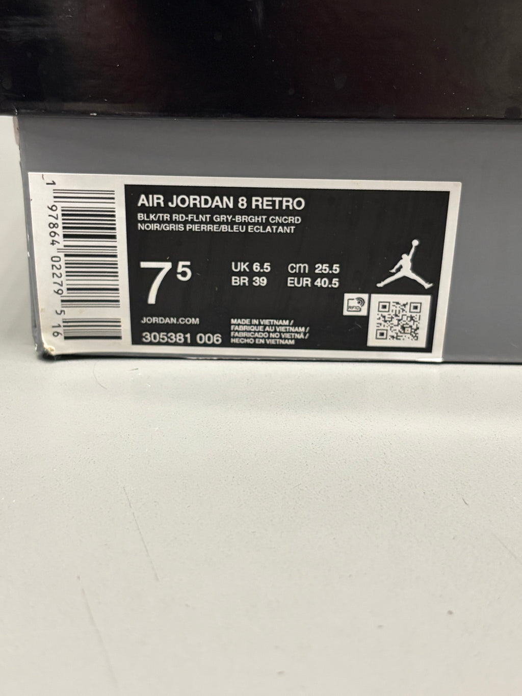 Jordan 8 Retro "Aqua"(2025) Size 7.5 Preowned