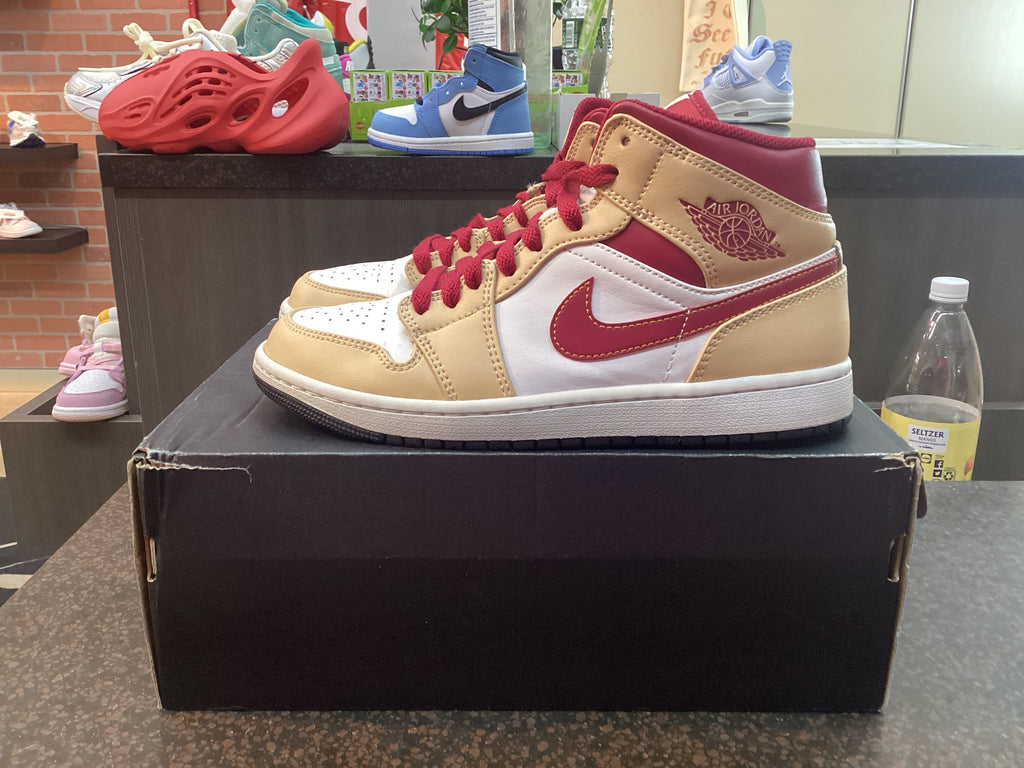Jordan 1 Mid “Light Curry Cardinal” Preowned Size 7