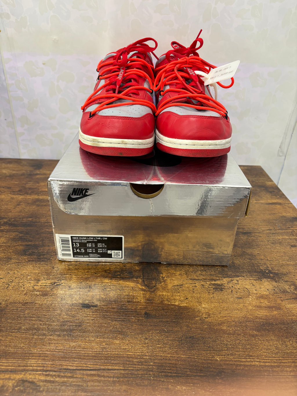 Nike Off White Dunk “University Red” Preowned Size 13