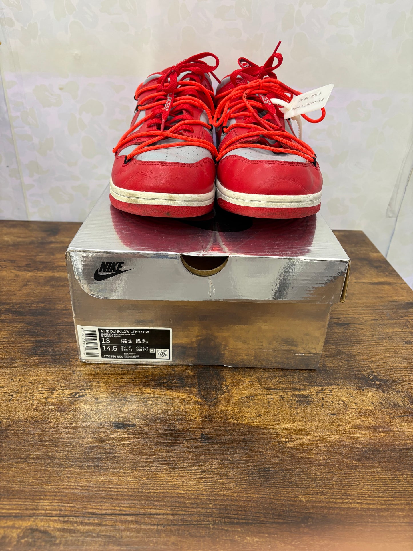 Nike Off White Dunk “University Red” Preowned Size 13