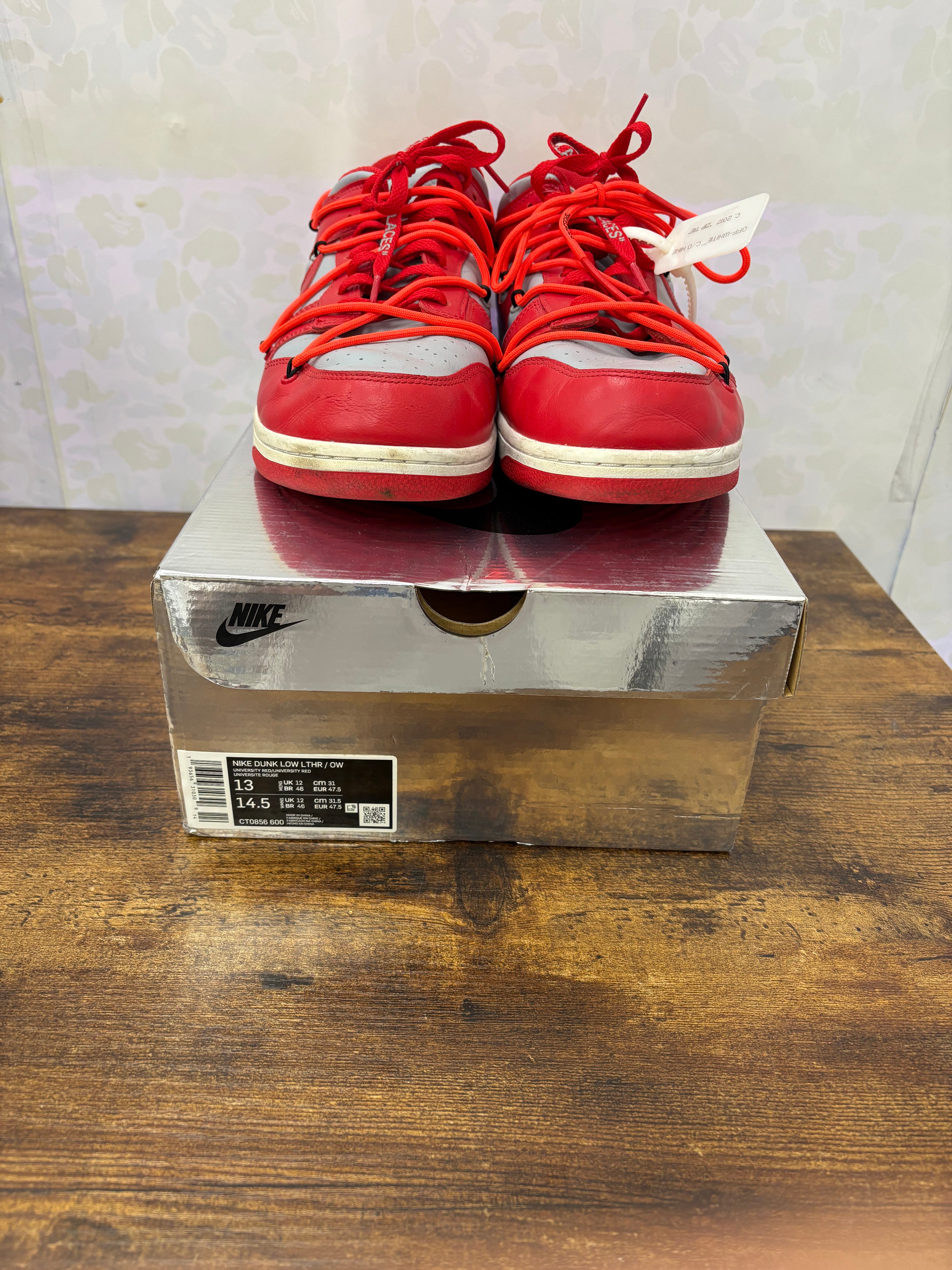 Nike Off White Dunk “University Red” Preowned Size 13