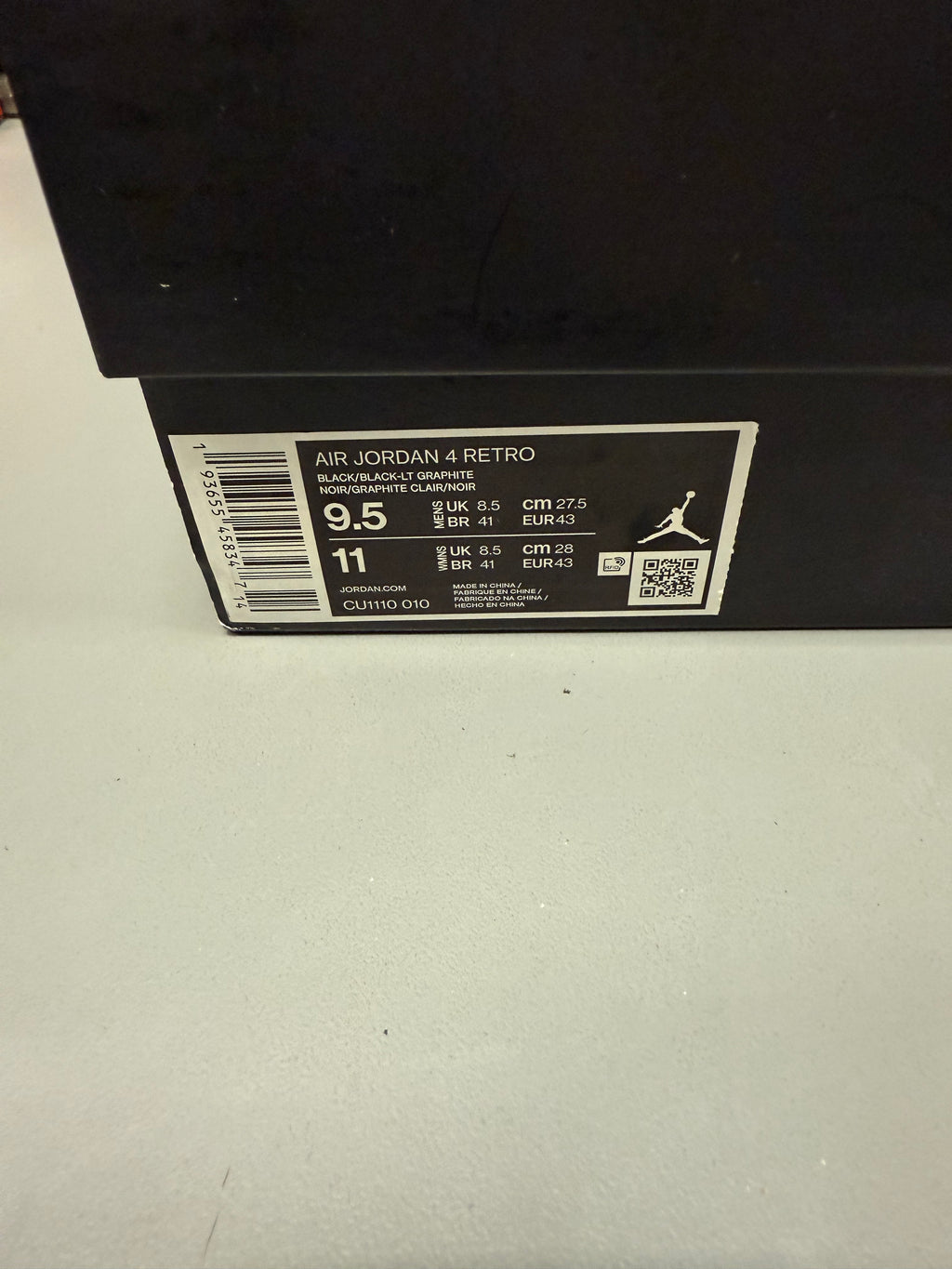 Jordan 4 "Black Cat 2020" Size 9.5 Preowned