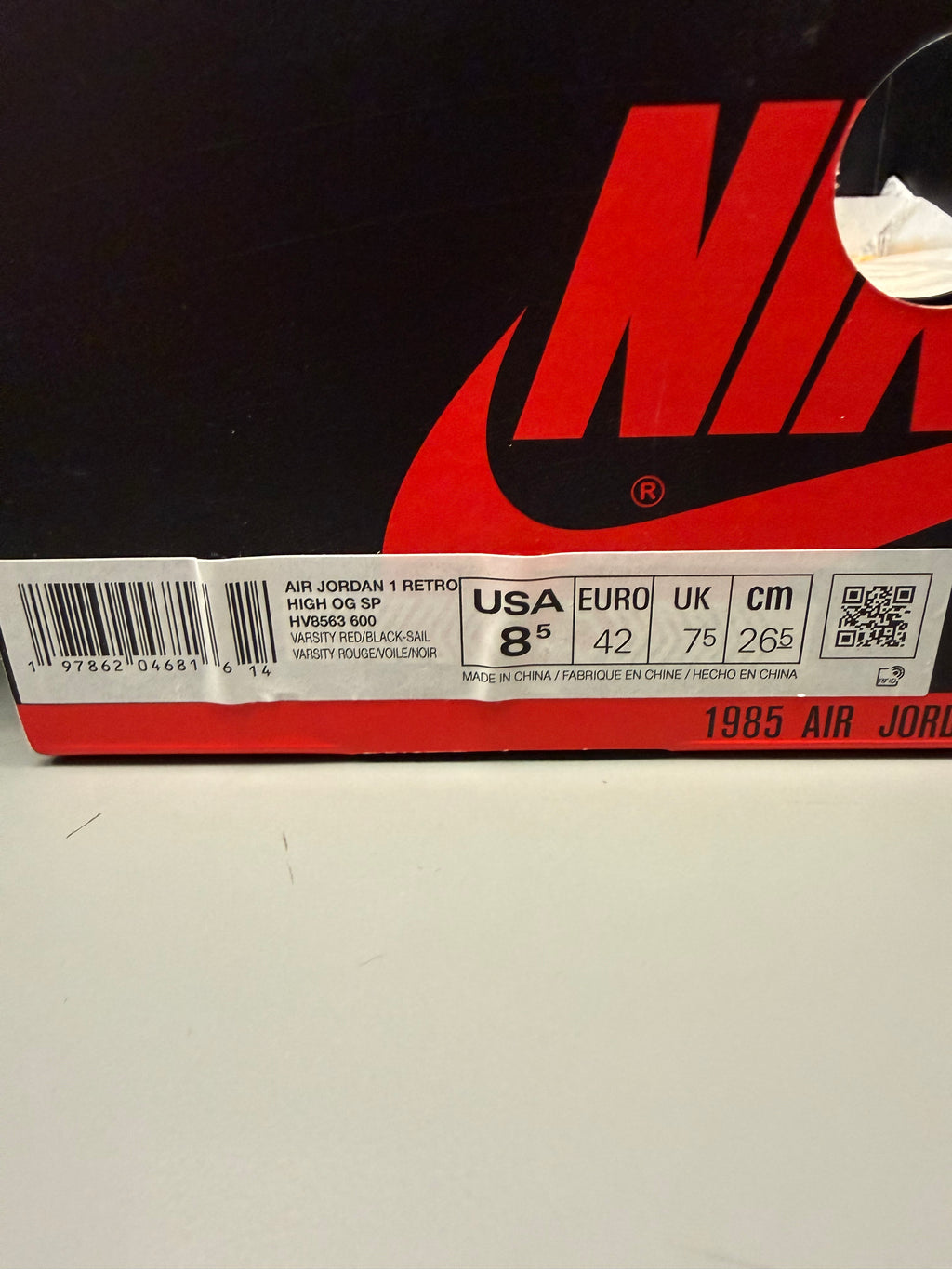 Jordan 1 High X Union "Chicago Shadow" Size 8.5 Preowned