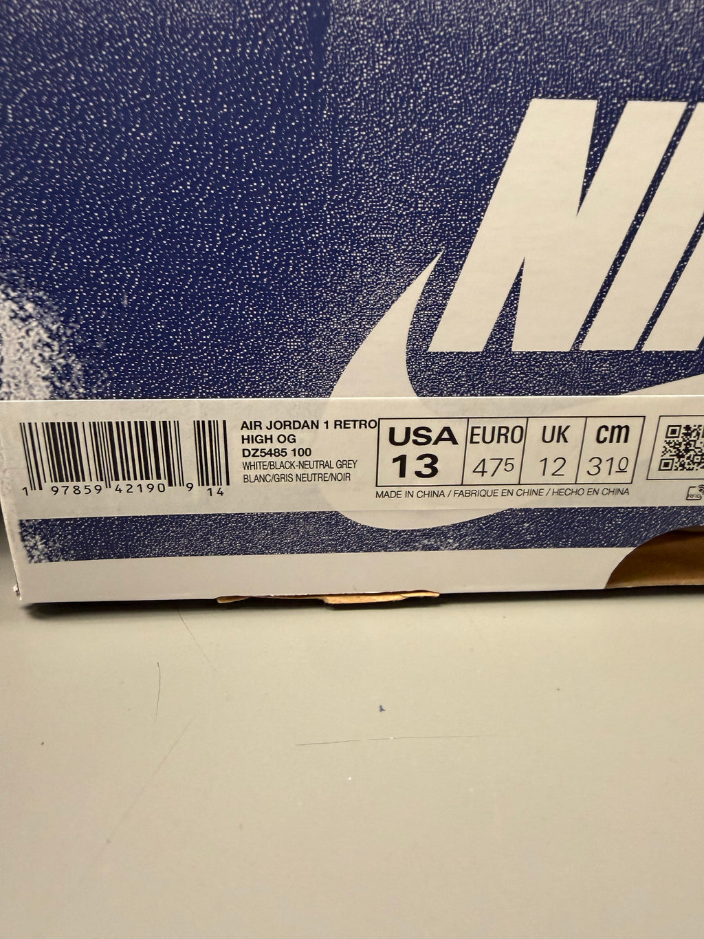 Jordan 1 Retro High OG "Rare Air" Size 13 Preowned