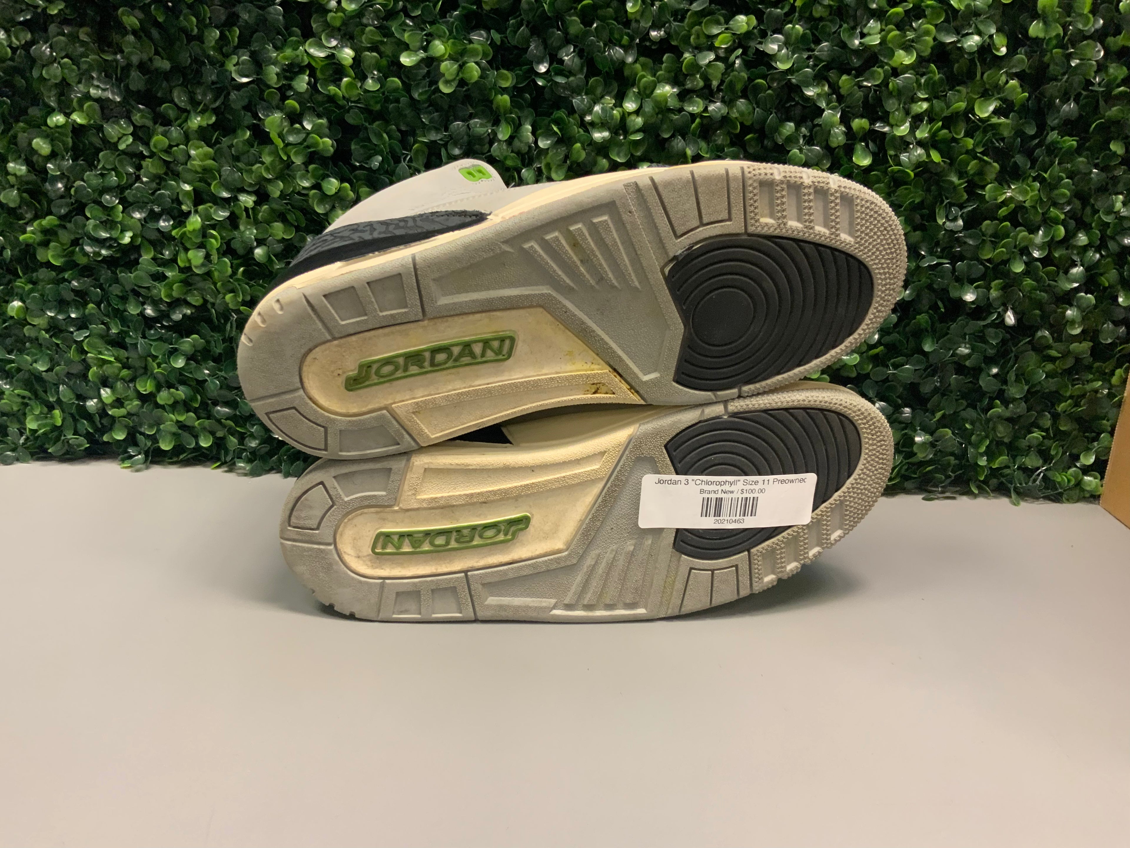 Jordan 3 "Chlorophyll" Size 11 Preowned