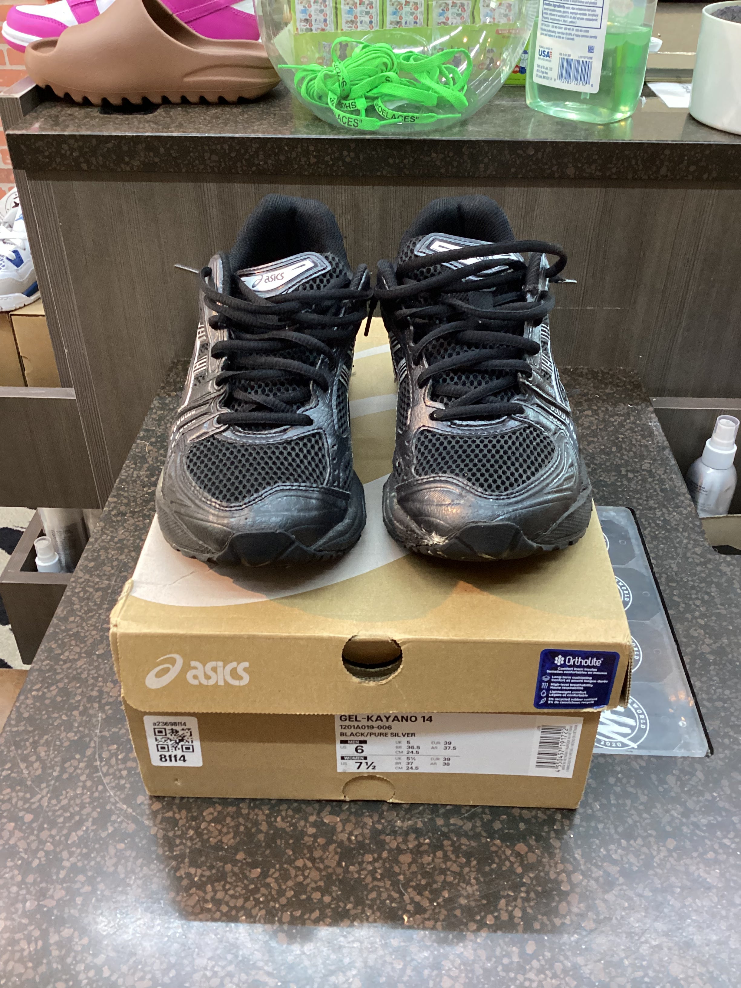 ASICS GEL-Kayano 14 “Black Pure Silver” Size 6 Preowned