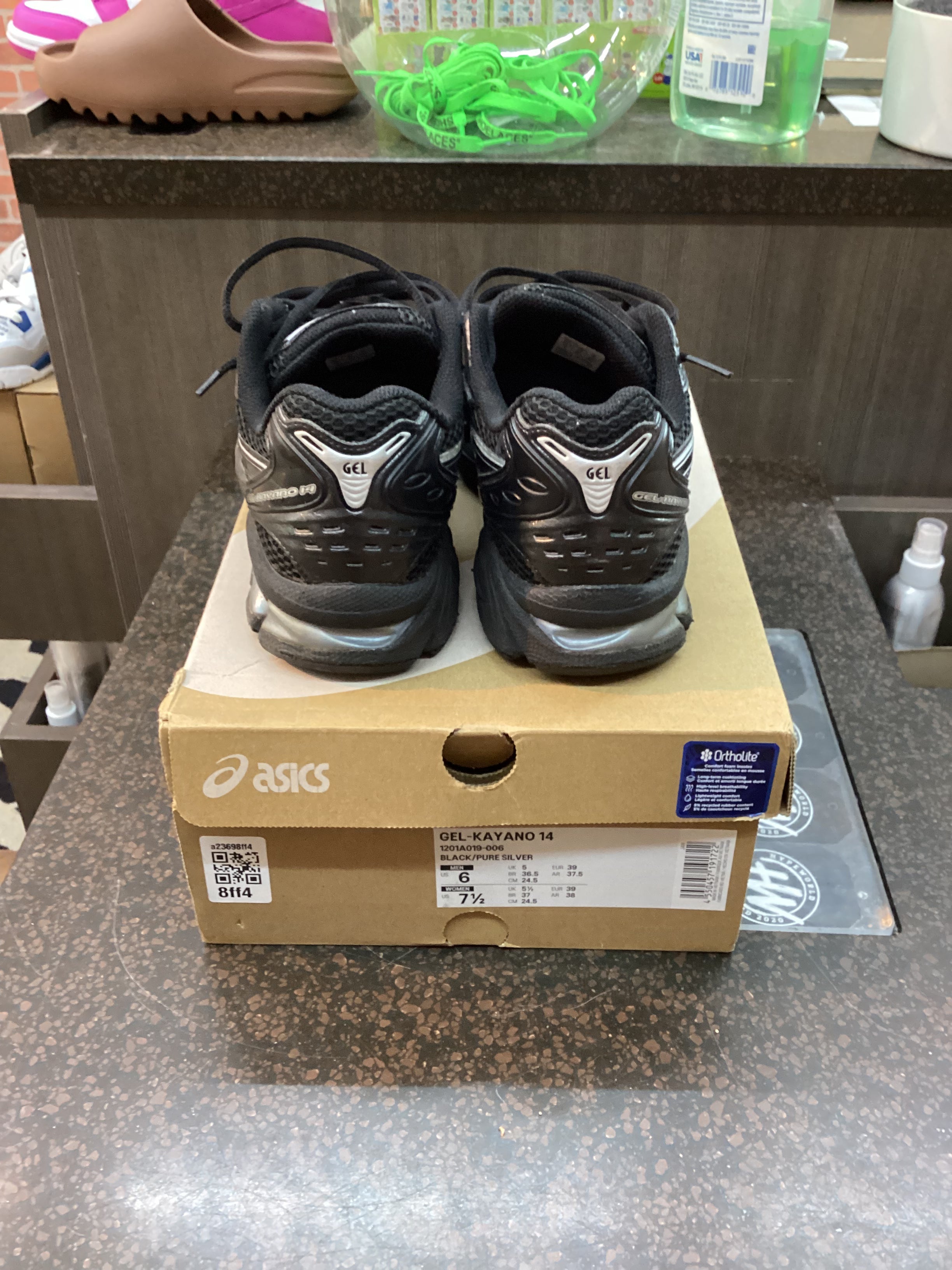 ASICS GEL-Kayano 14 “Black Pure Silver” Size 6 Preowned