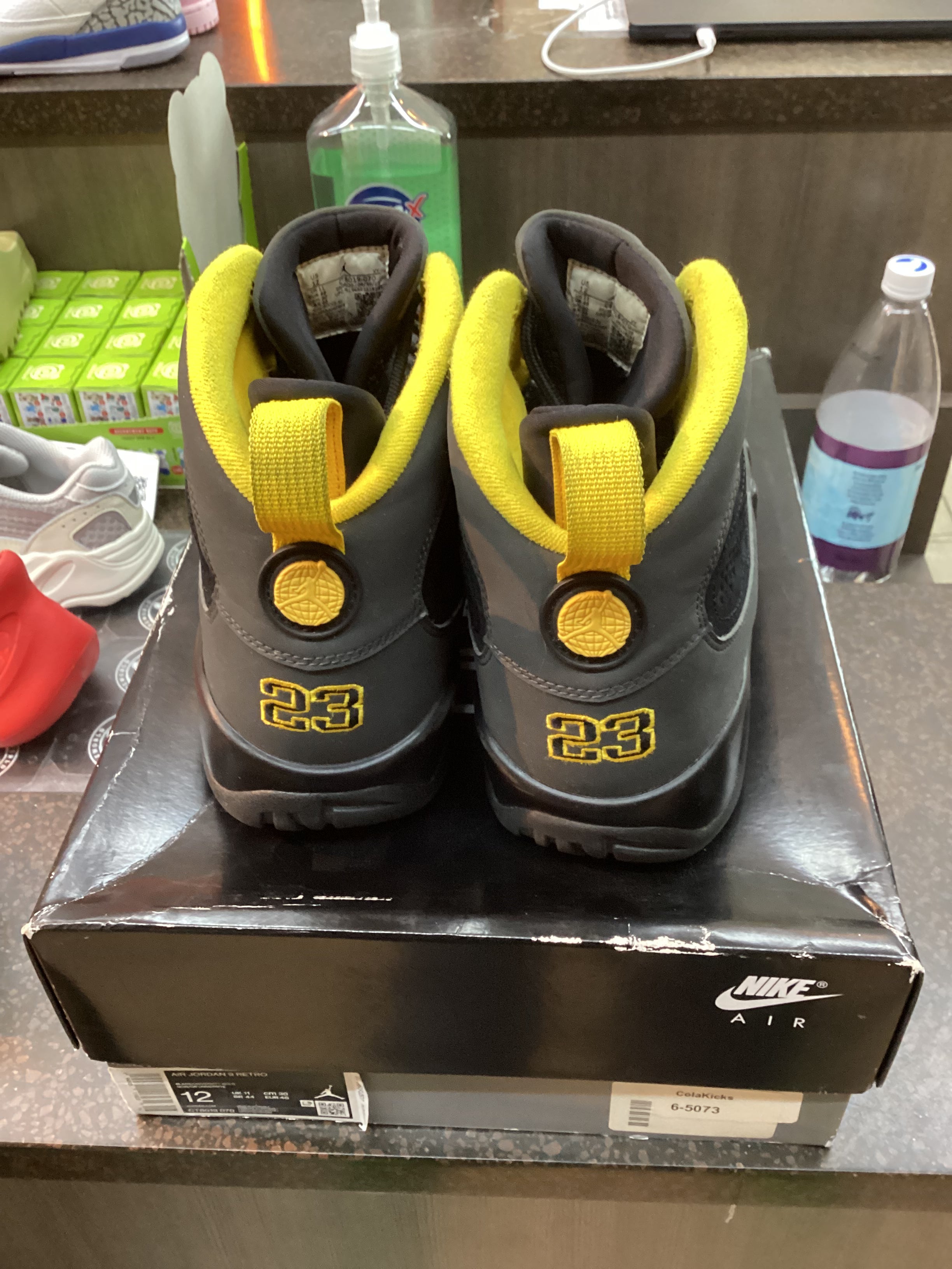 Jordan 9 “Dark Charcoal University Gold” Size 12 Preowned