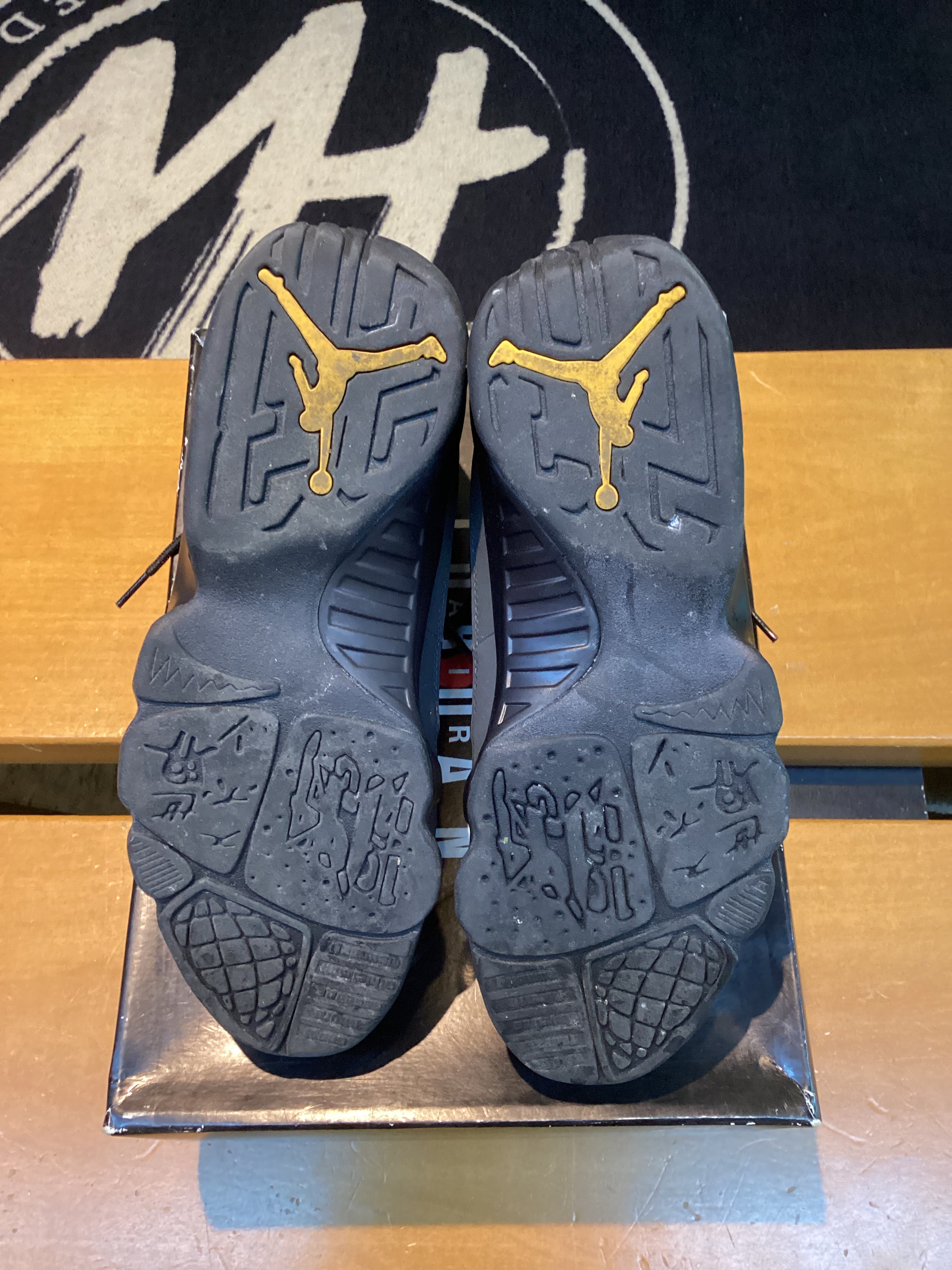 Jordan 9 "Dark Charcoal University Gold" Size 9 Preowned