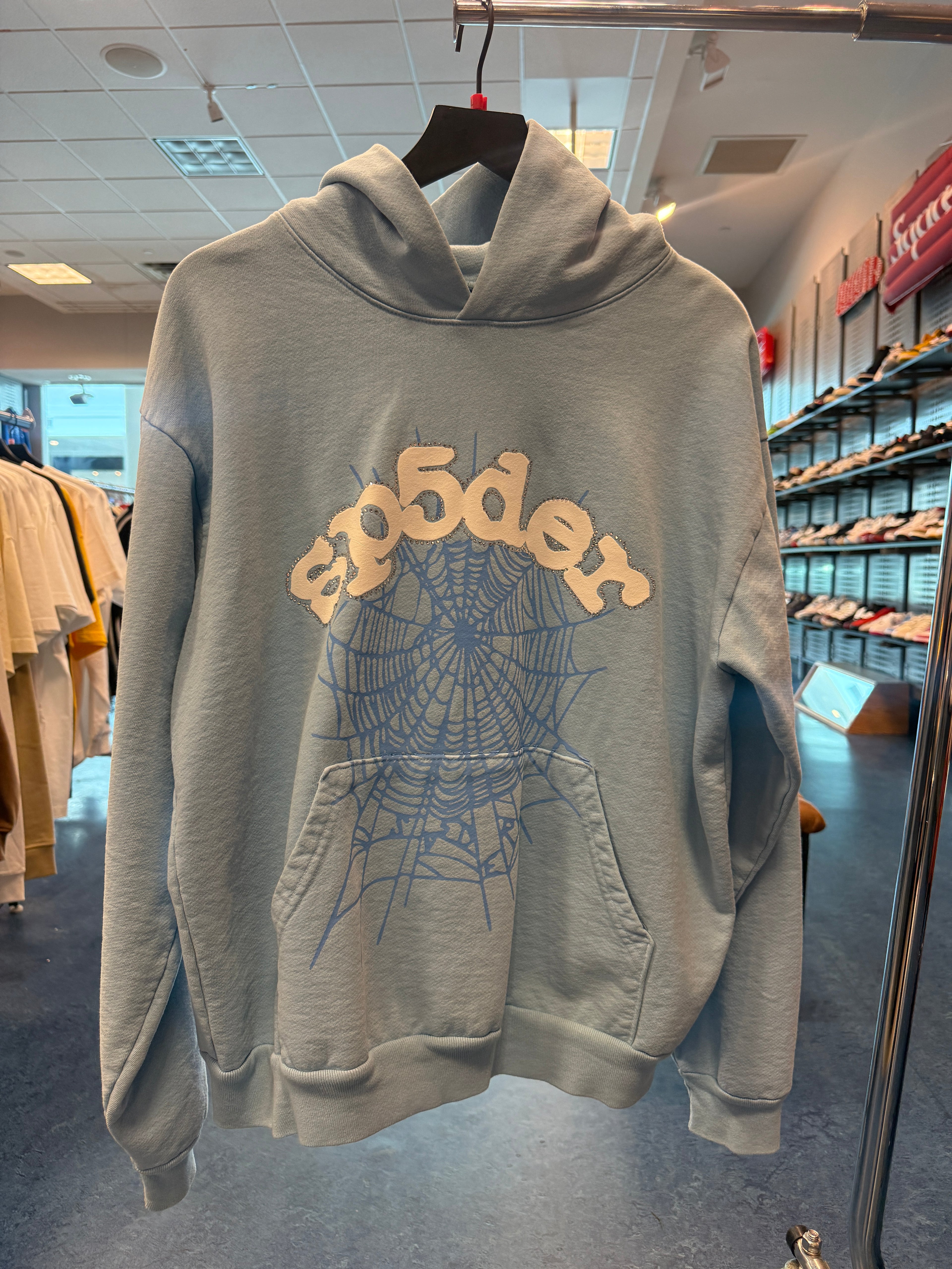 Sp5der Web Hoodie Sky Blue Size L (Tried On)