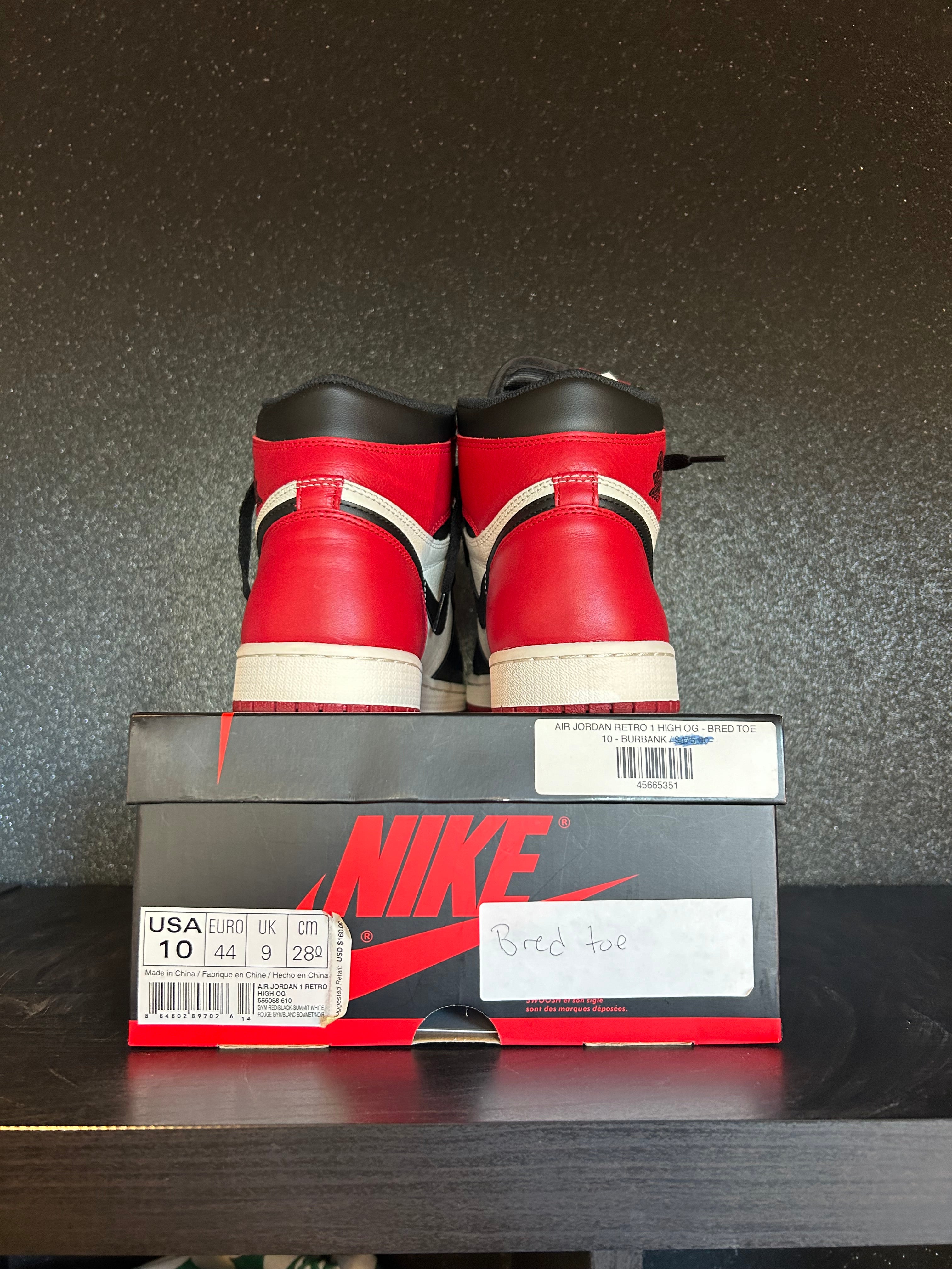 Jordan 1 Bred Toe Size 10 Preowned