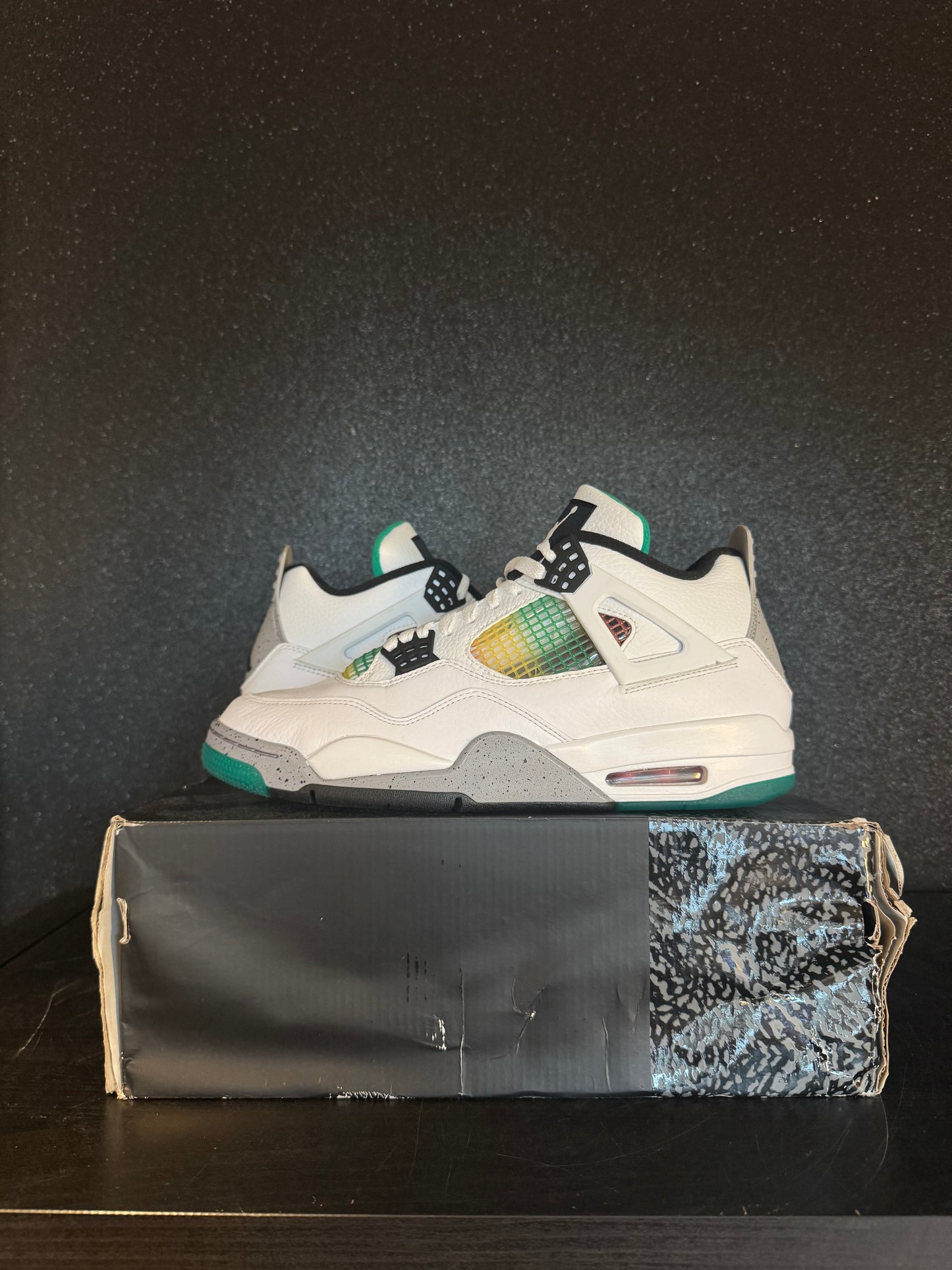 Jordan 4 'Lucid Green Rasta' Size 12 Preowned with replacement box