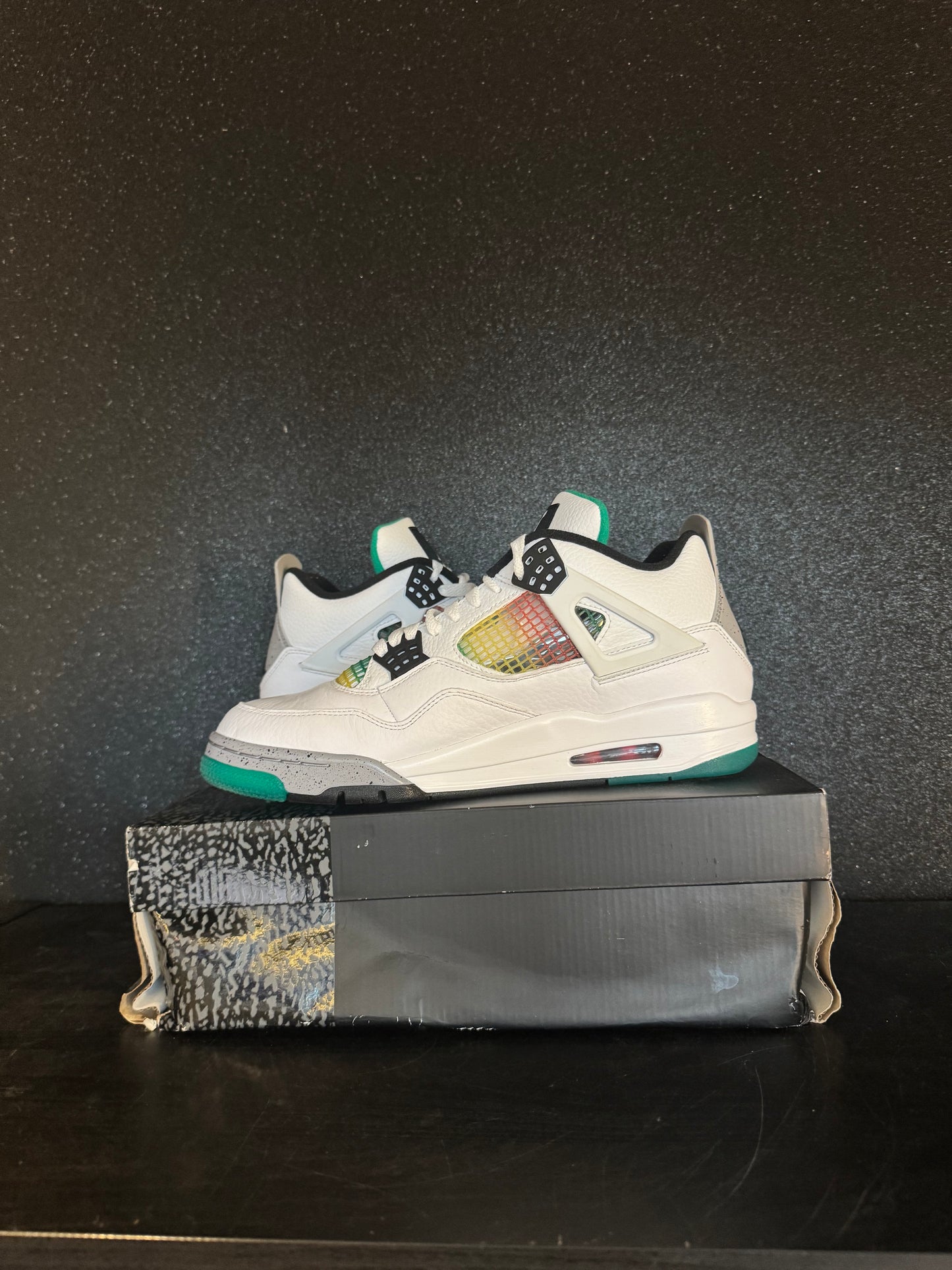 Jordan 4 'Lucid Green Rasta' Size 12 Preowned with replacement box