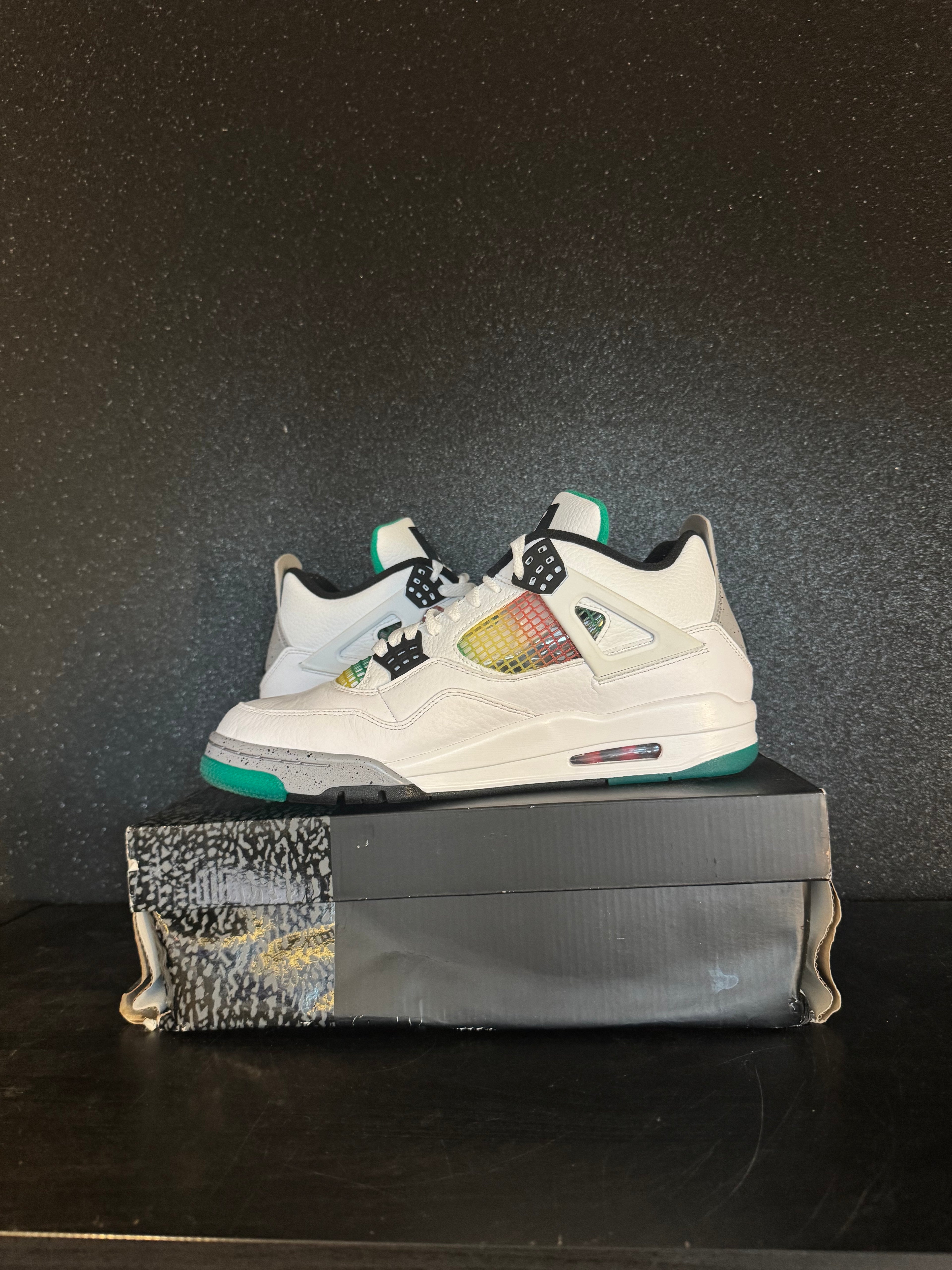 Jordan 4 'Lucid Green Rasta' Size 12 Preowned with replacement box