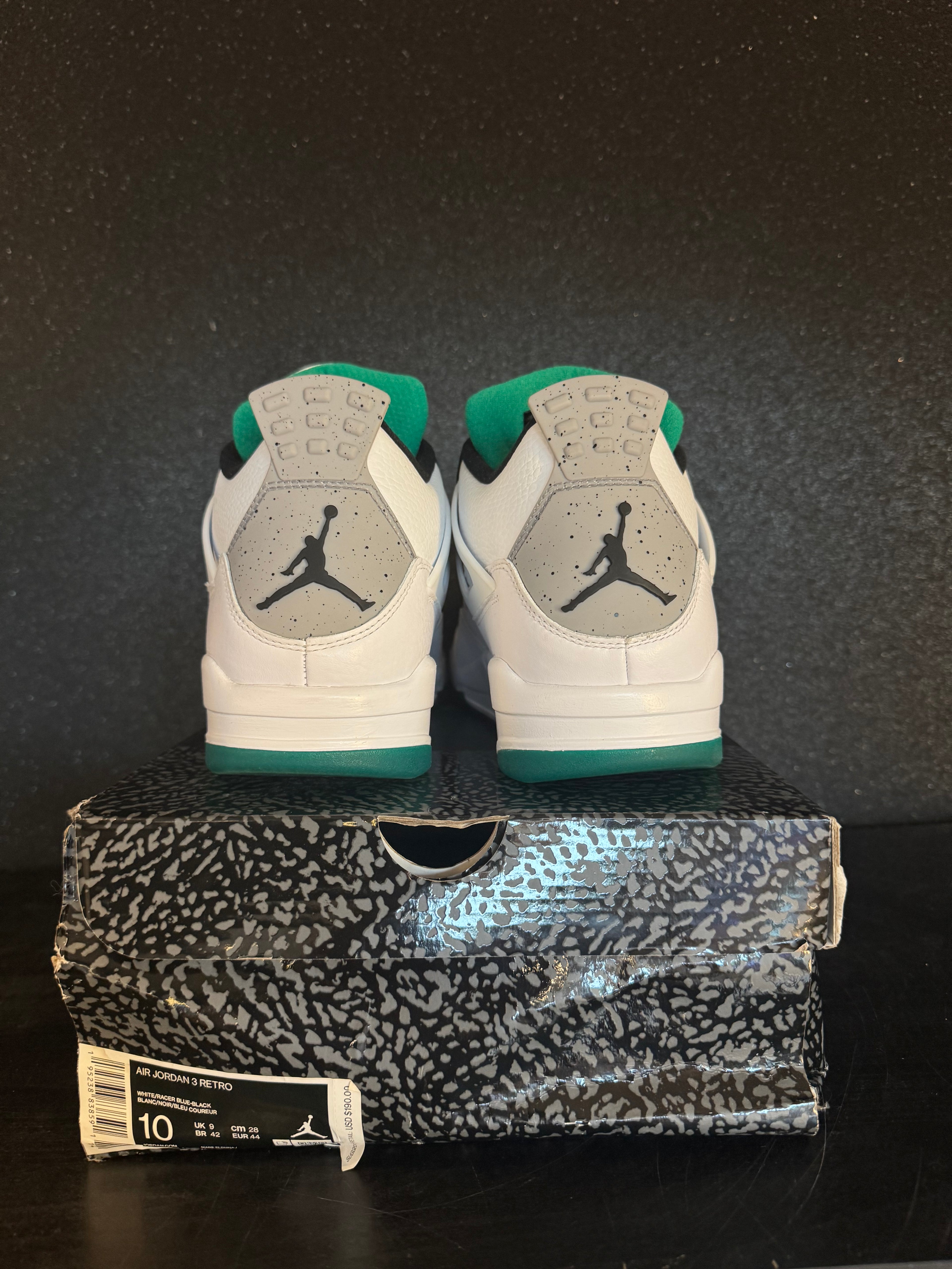 Jordan 4 'Lucid Green Rasta' Size 12 Preowned with replacement box