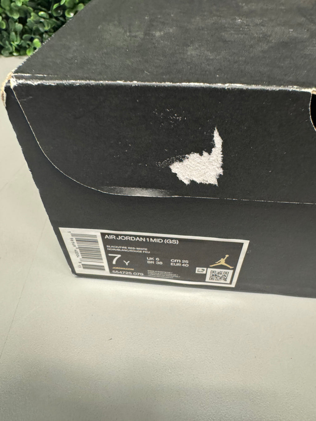 Air Jordan 1 Mid Black Fire Red Preowned 7Y