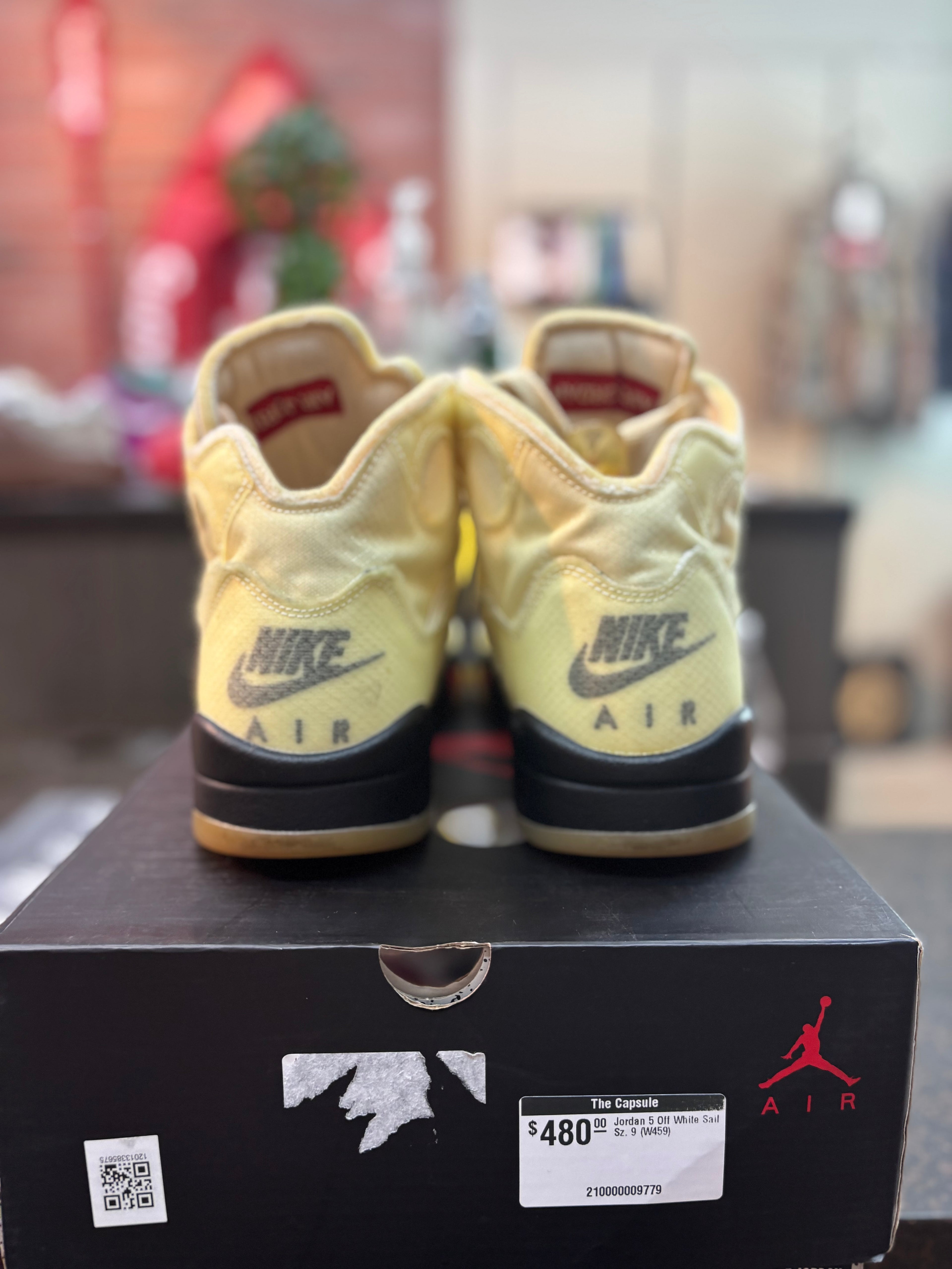 Jordan 5 x Off White "Sail" Size 9 Pre Owned