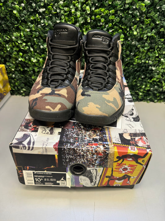Jordan 10 "Woodland Camo" Size 10.5 Preowned
