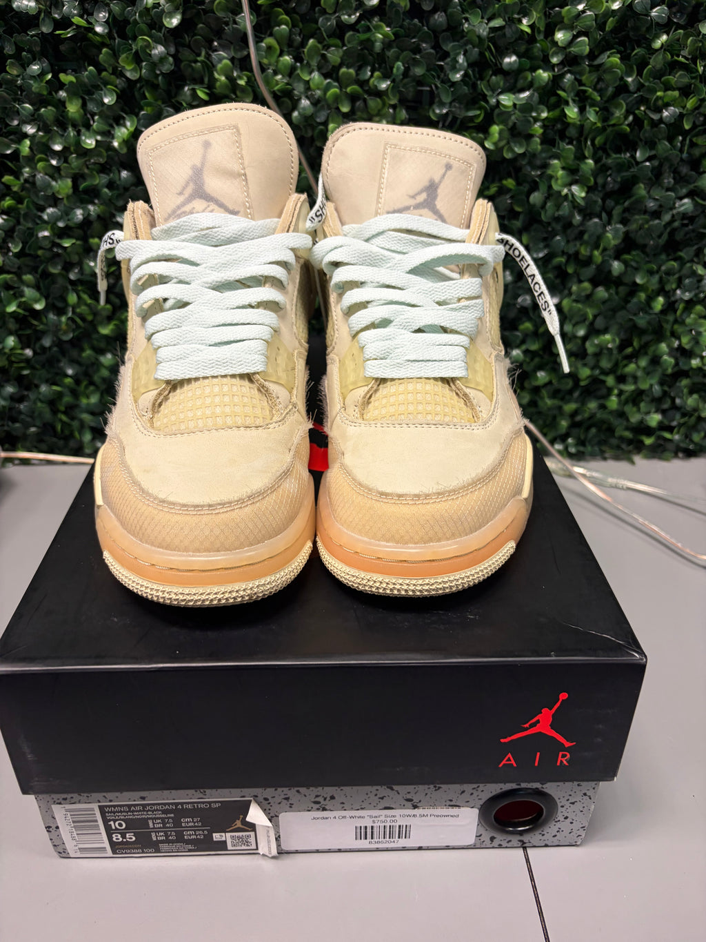 Jordan 4 Retro Off-White "Sail" Size 8.5M/10W Preowned