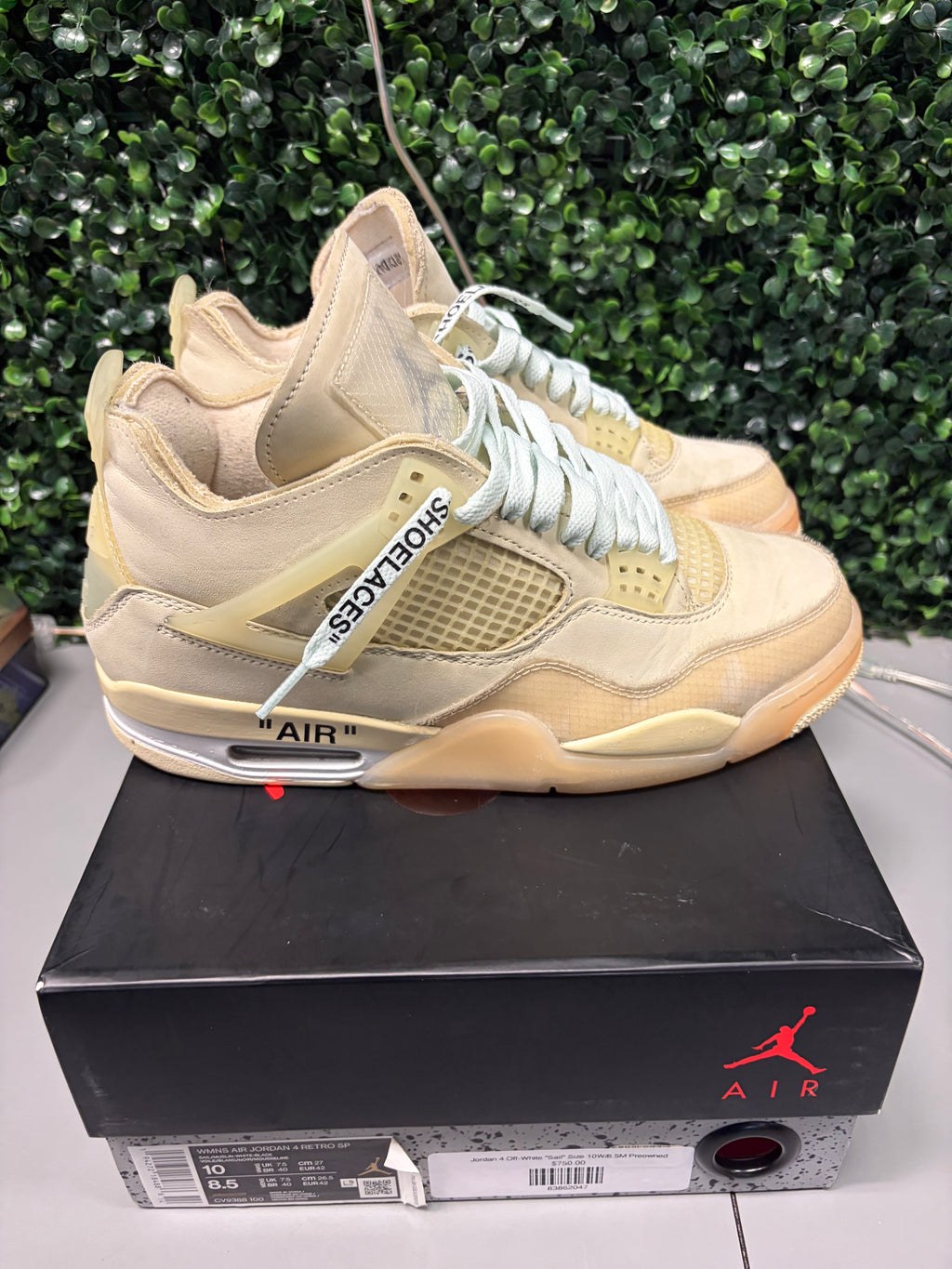 Jordan 4 Retro Off-White "Sail" Size 8.5M/10W Preowned
