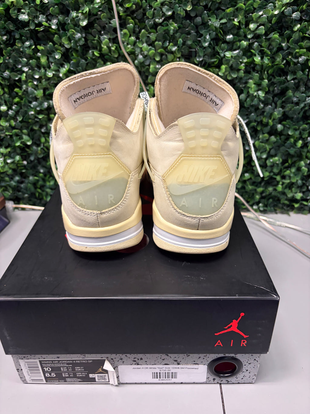Jordan 4 Retro Off-White "Sail" Size 8.5M/10W Preowned