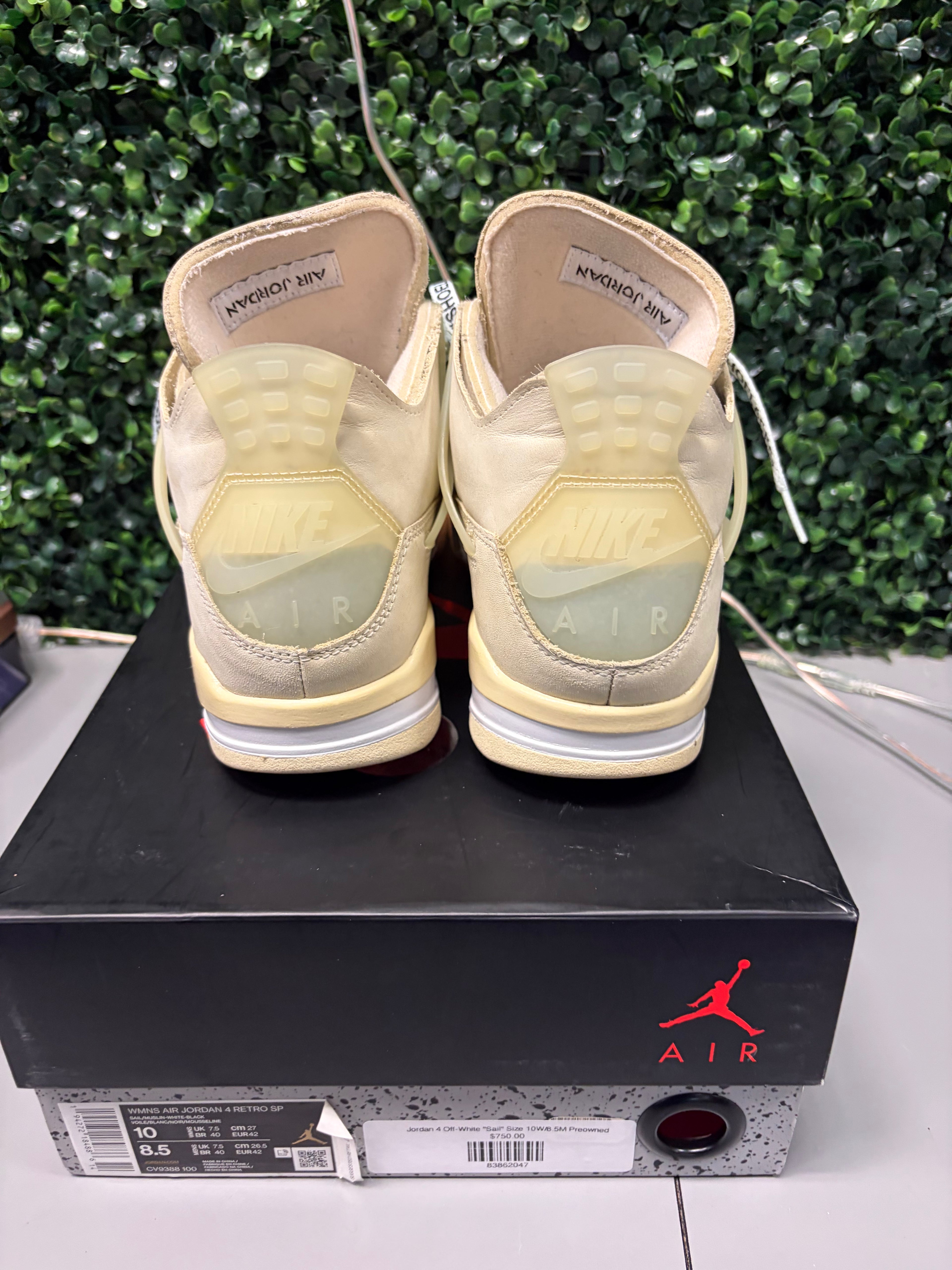 Jordan 4 Retro Off-White "Sail" Size 8.5M/10W Preowned