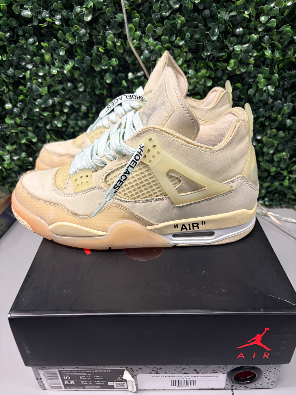 Jordan 4 Retro Off-White "Sail" Size 8.5M/10W Preowned