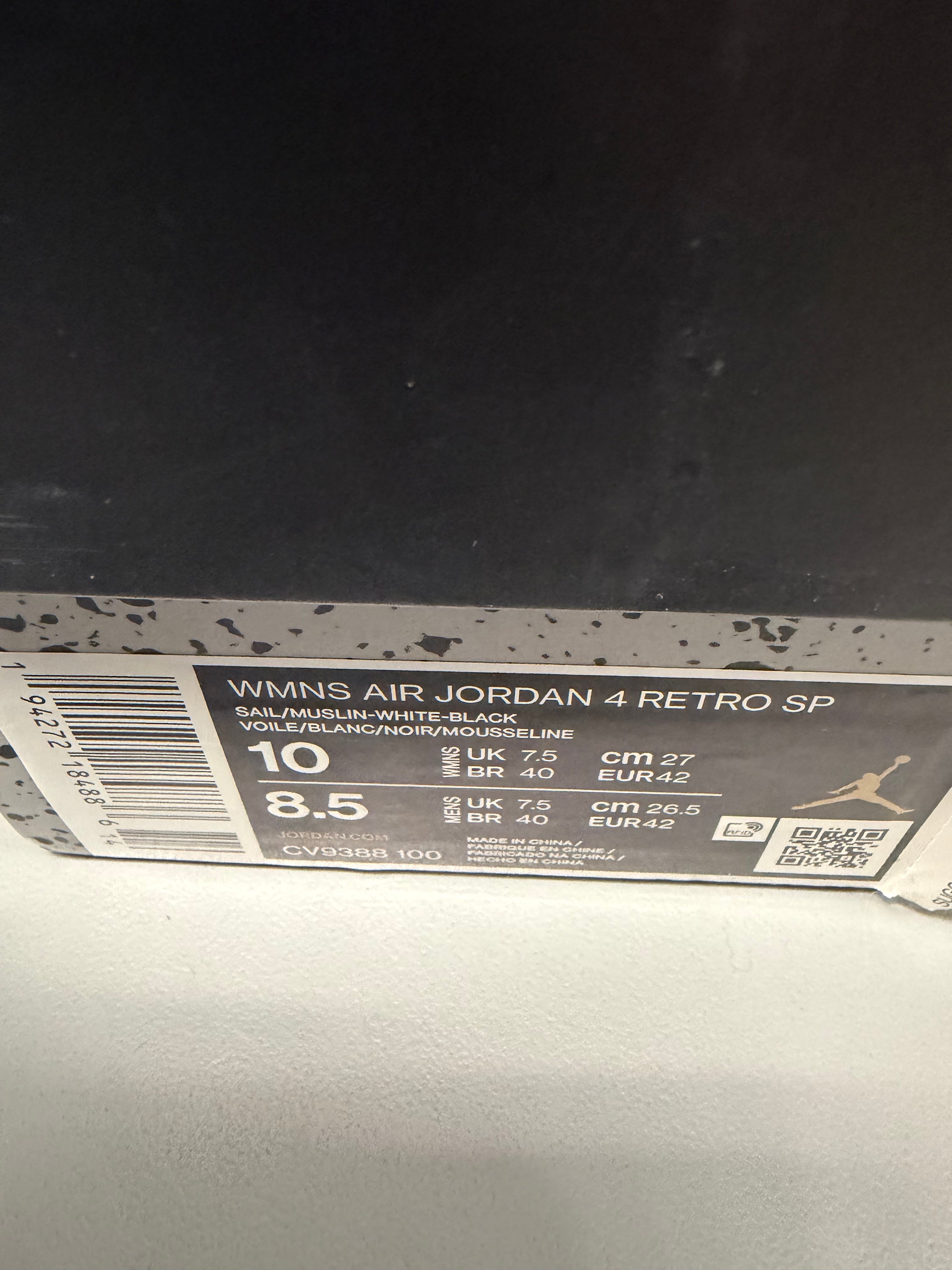 Jordan 4 Retro Off-White "Sail" Size 8.5M/10W Preowned