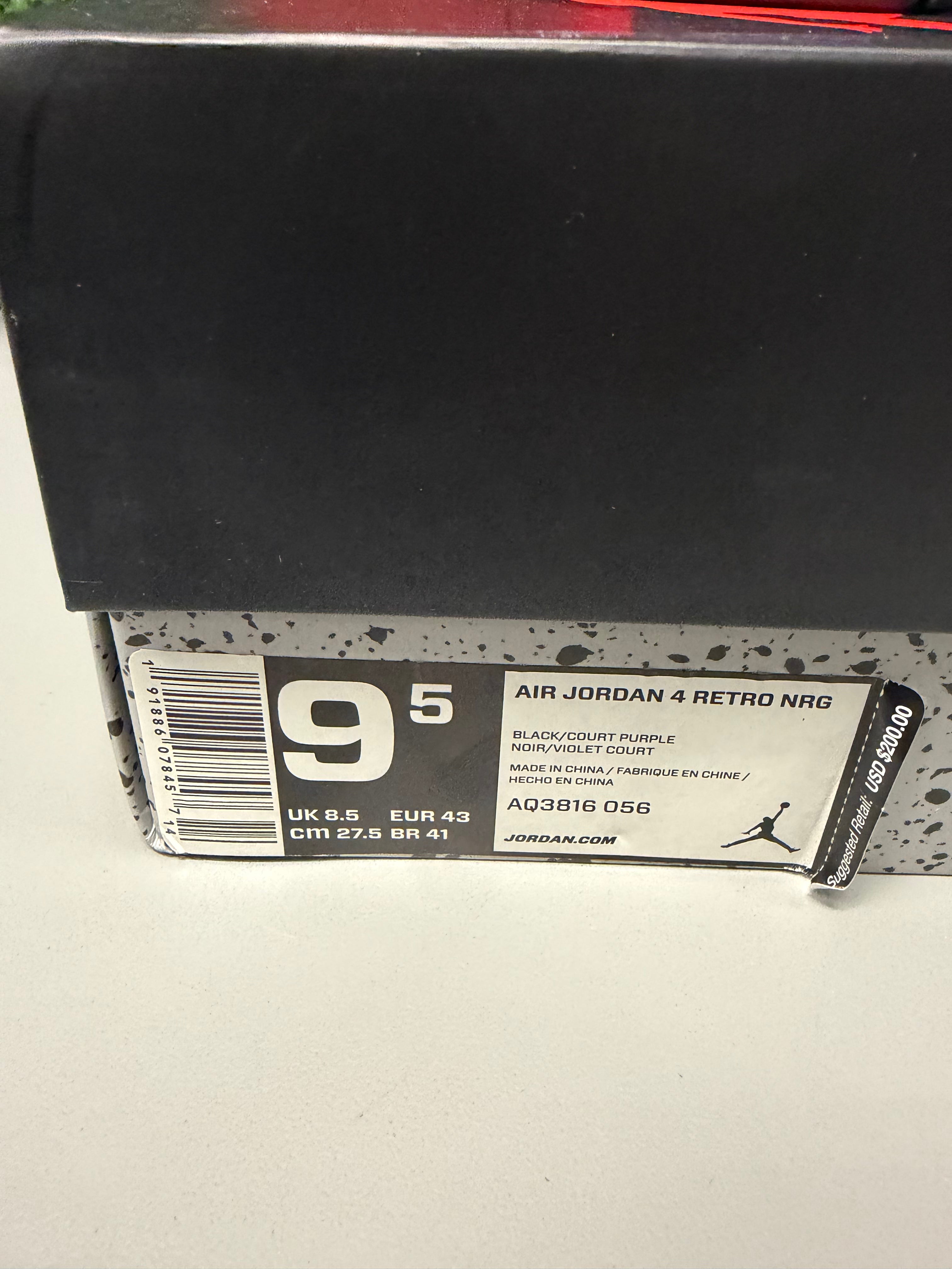 Jordan 4"Raptors Drake OVO (2019)" Size 9 Preowned