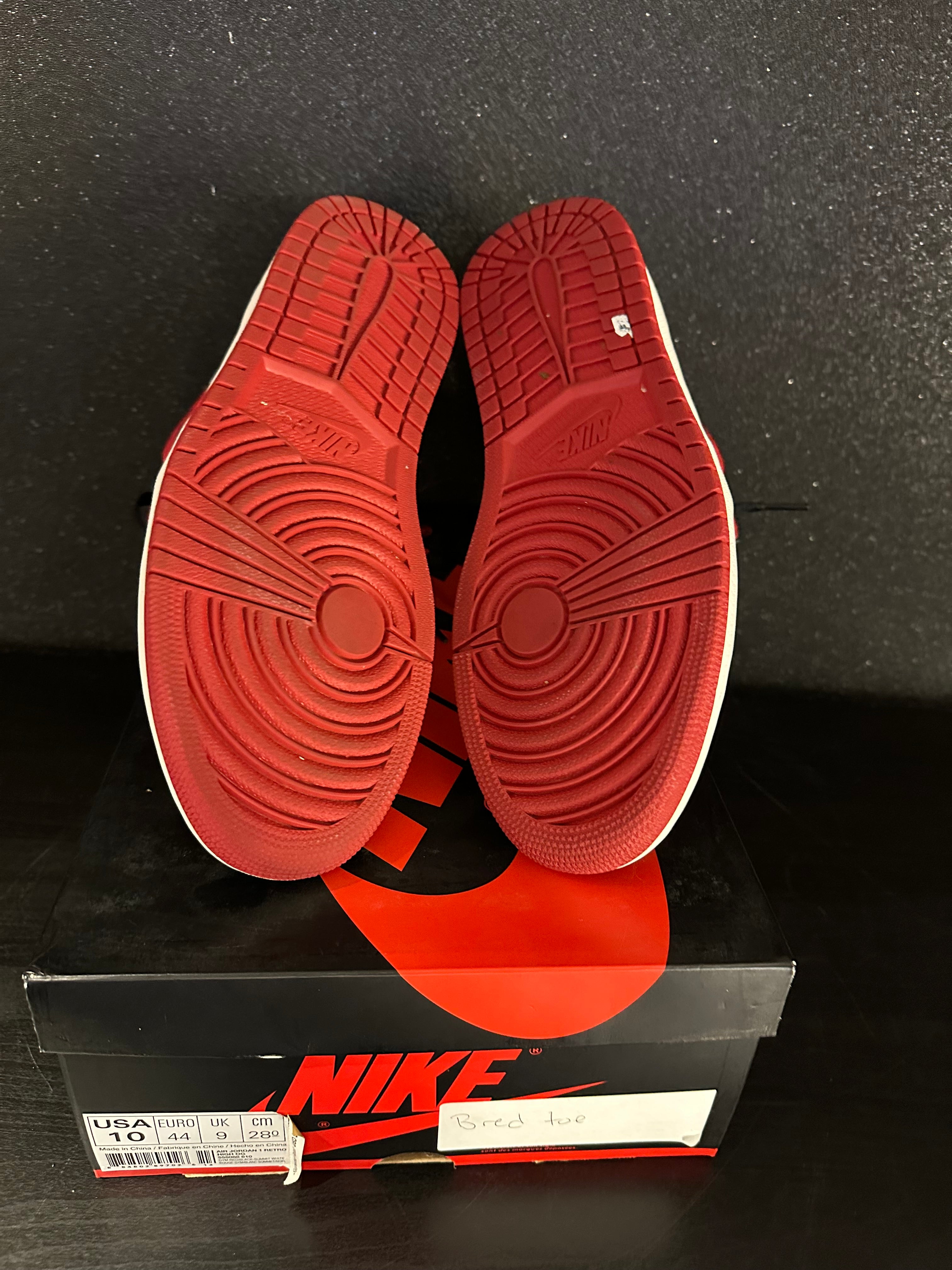 Jordan 1 "Bred Toe" Size 10 Pre Owned
