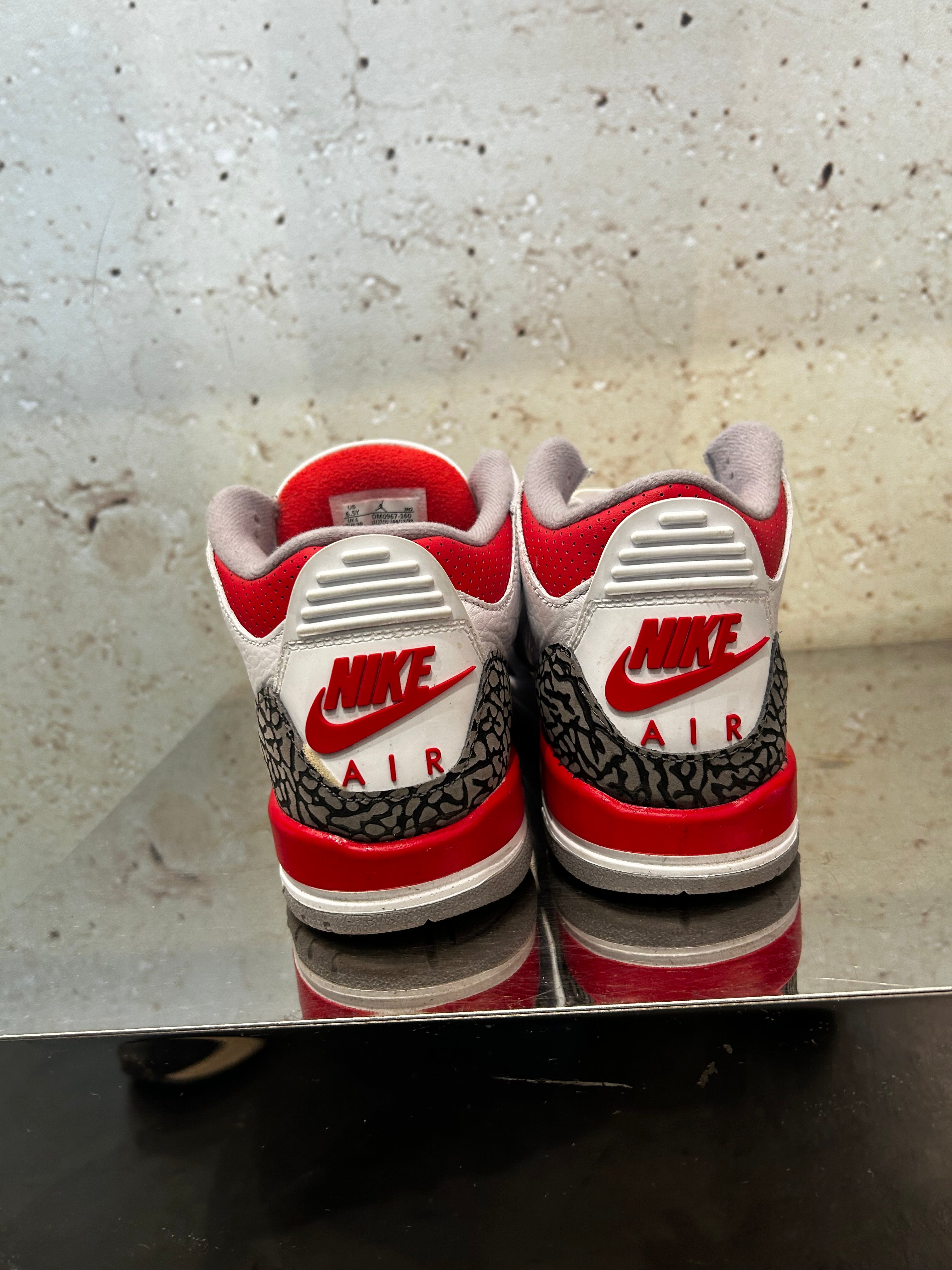 Jordan 3 "Fire Red" Size 6.5y Preowned