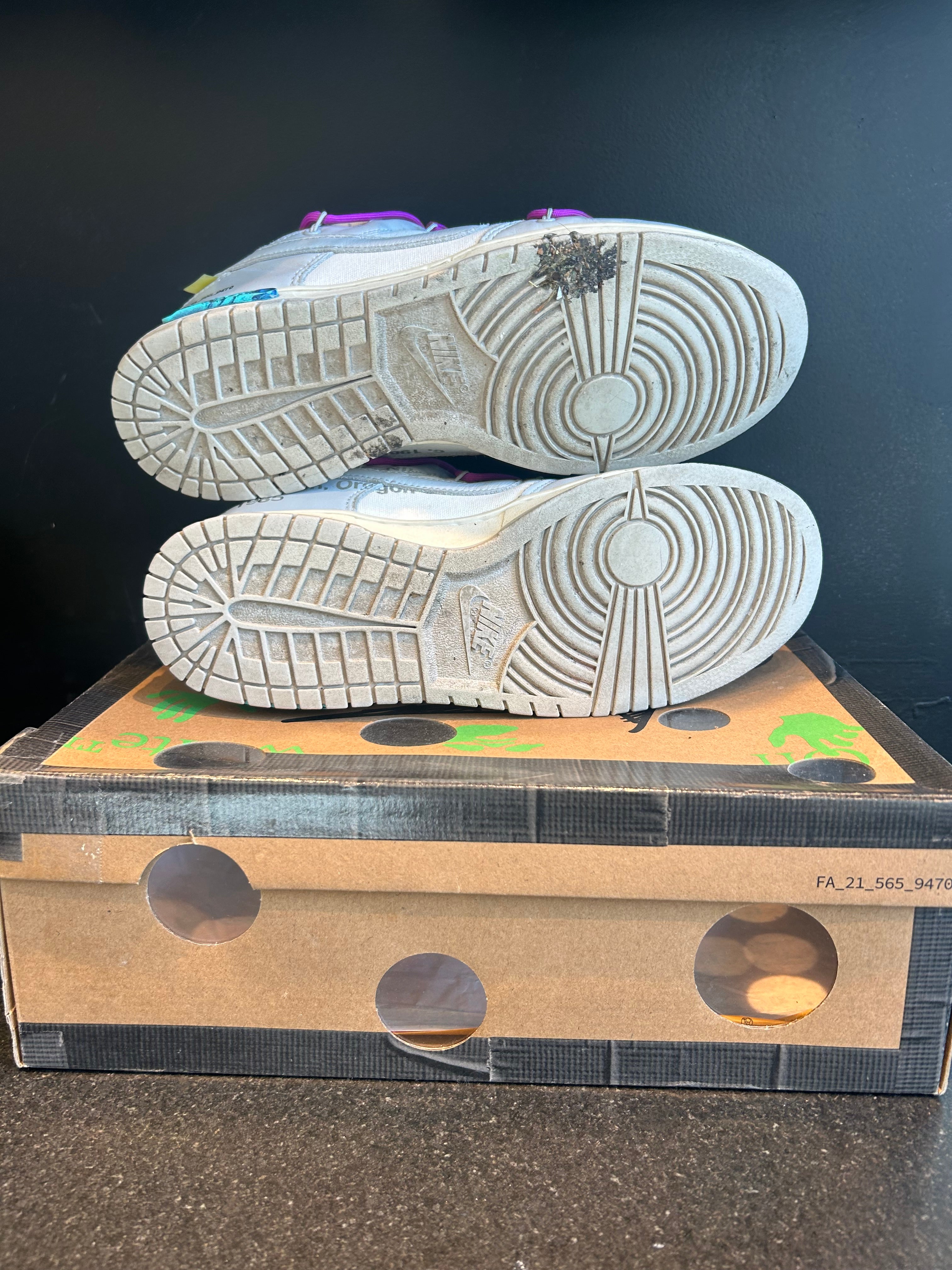Nike Dunk Low Off-White Lot 45 Size 10 Preowned (No Hangtag)