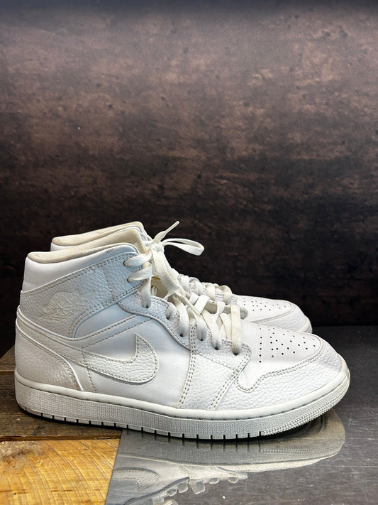 Jordan 1 Mid "Triple White" Size 10 Preowned