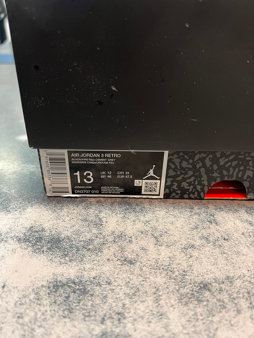 Jordan 3 "Black Cement" Size 13M Preowned