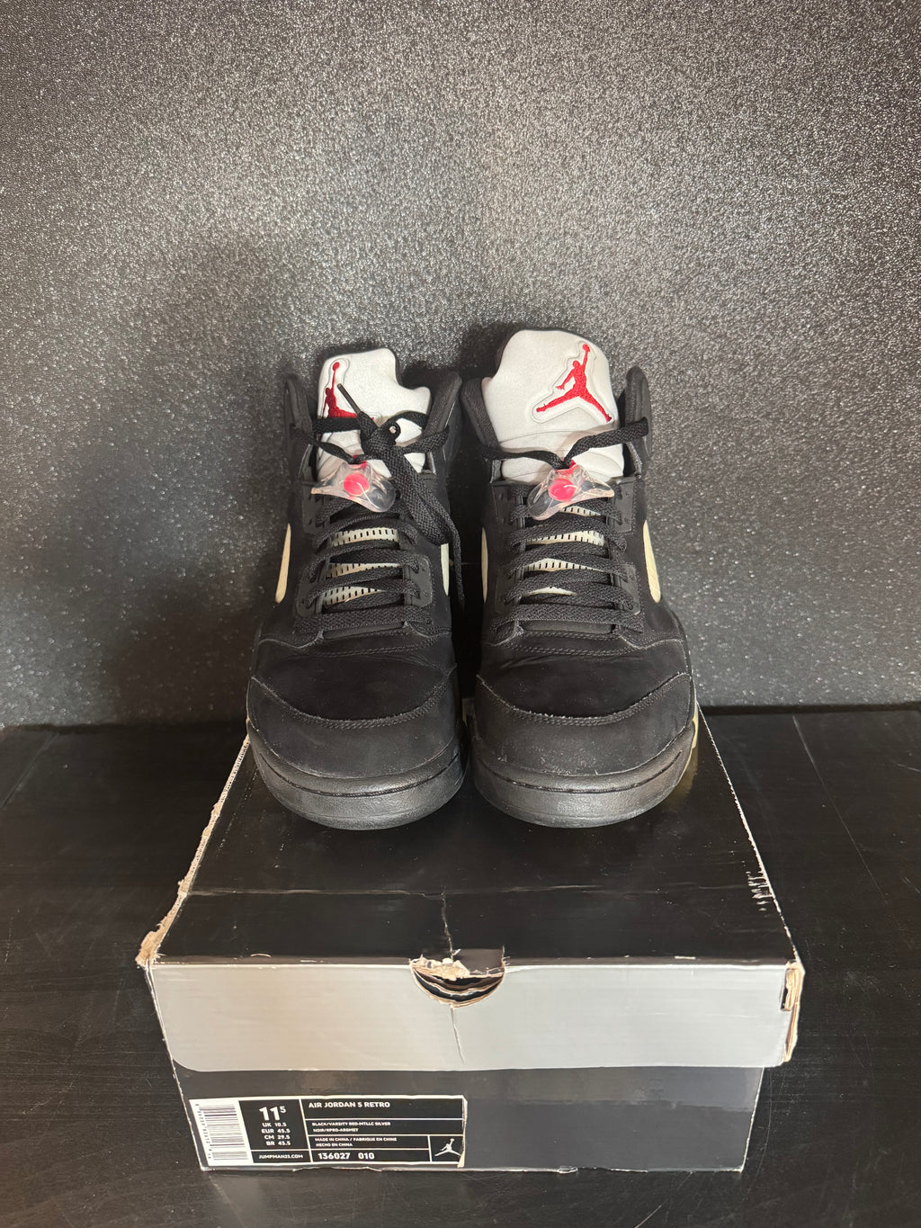 Jordan 5 'Black Metallic' Size 11.5 Preowned with box
