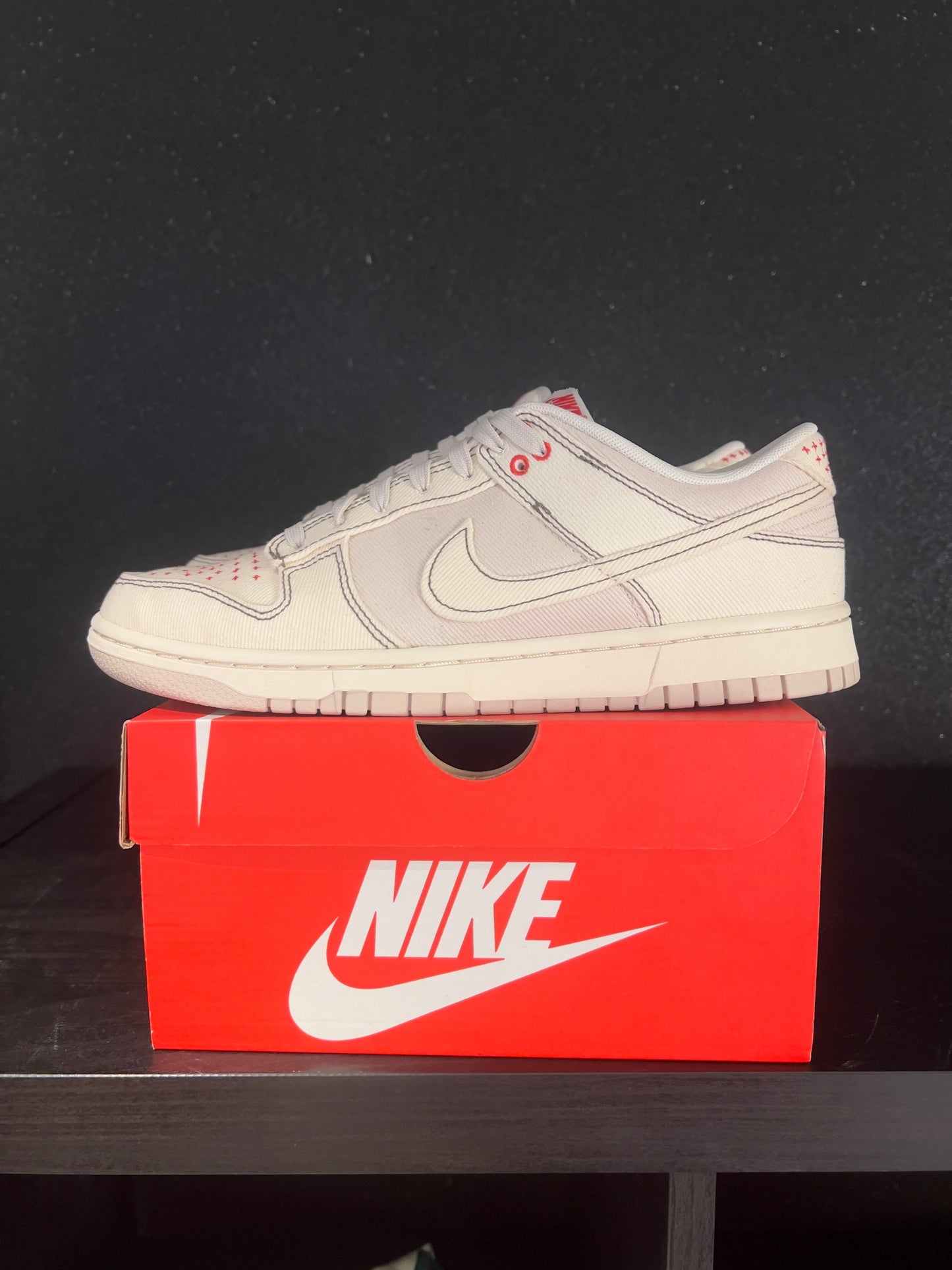 Nike Dunk Low Light Orewood Brown Sashiko Pre Owned size 9.5