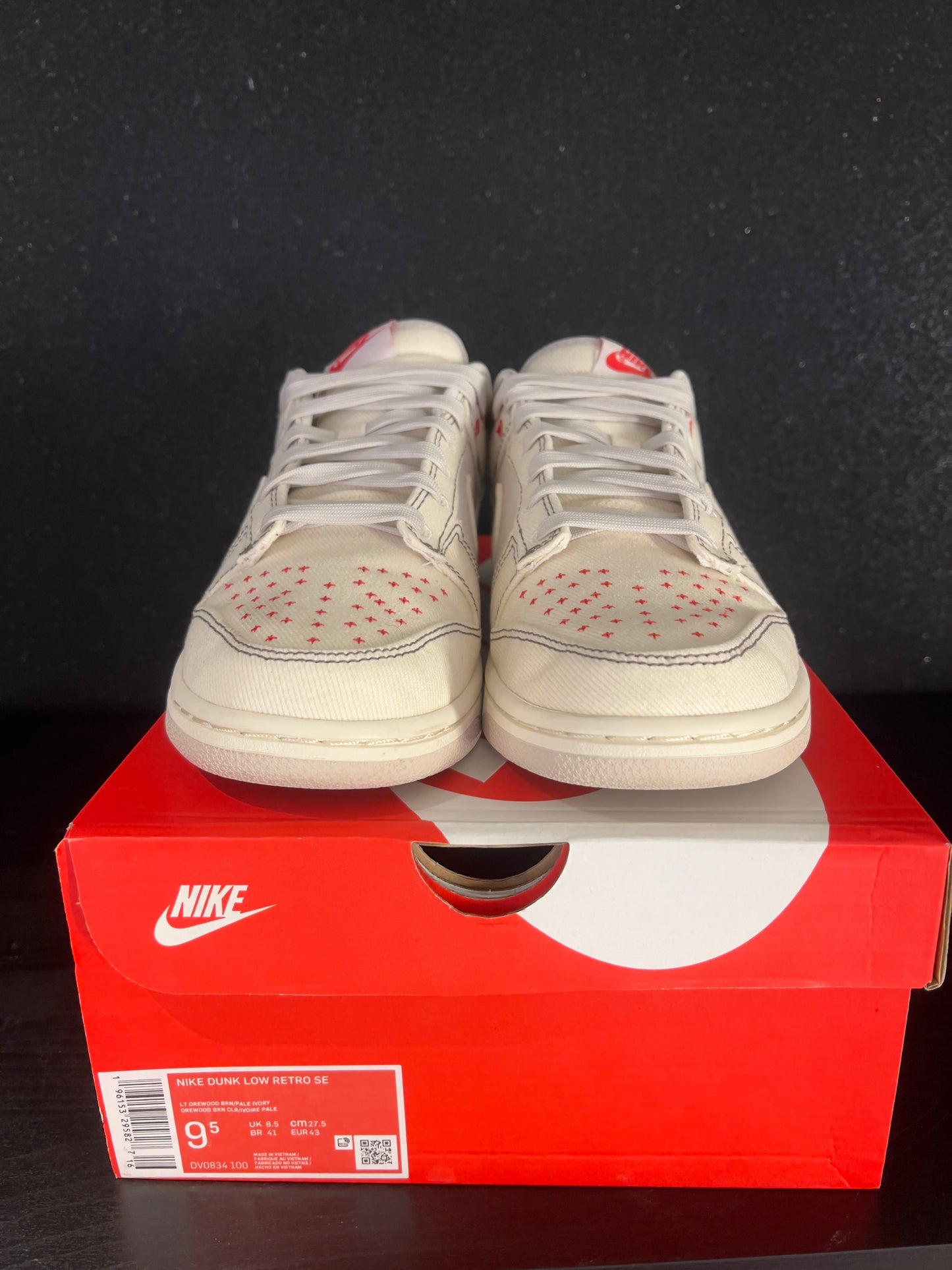 Nike Dunk Low Light Orewood Brown Sashiko Pre Owned size 9.5