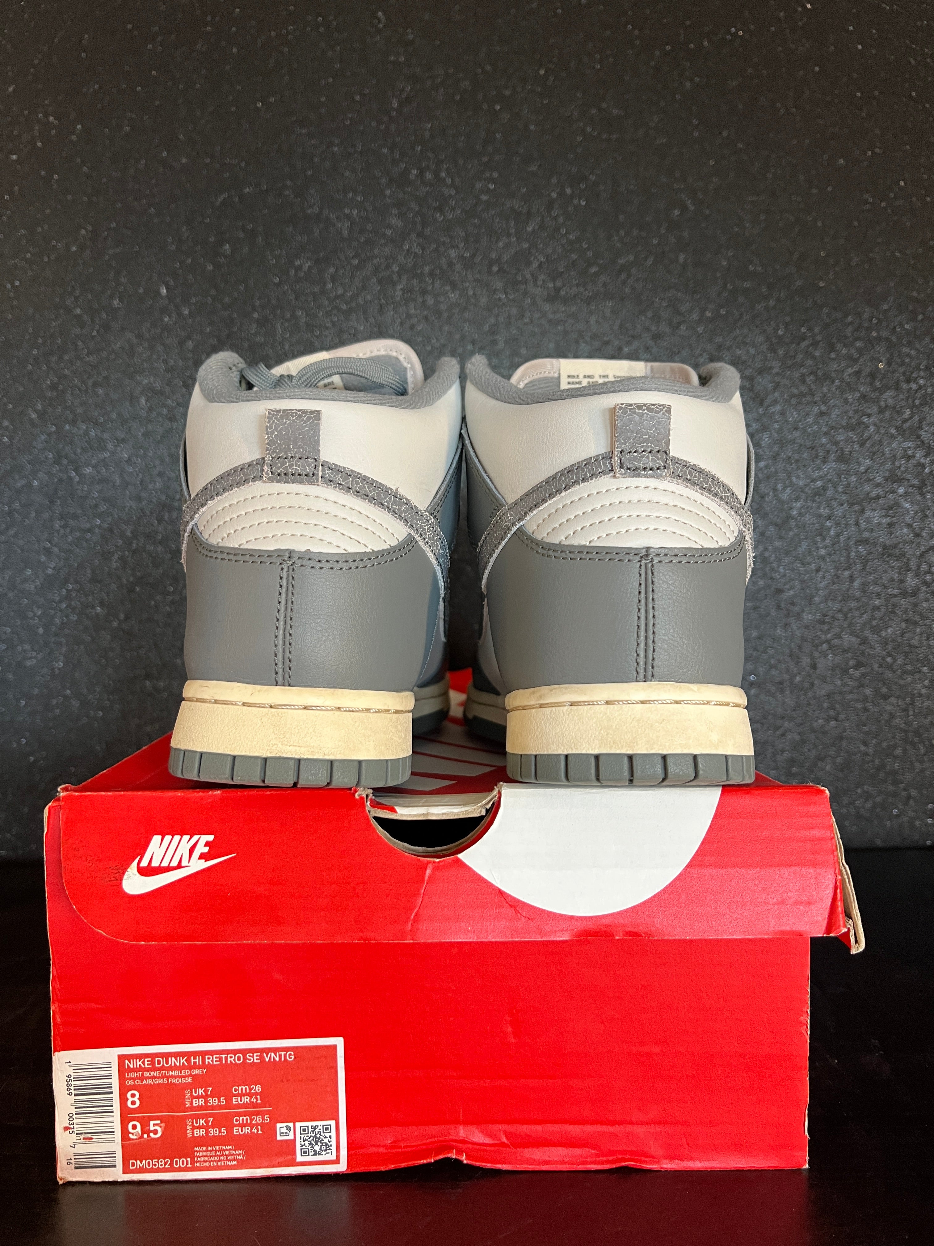 Nike Dunk High Light Bone Grey Size 8 Preowned