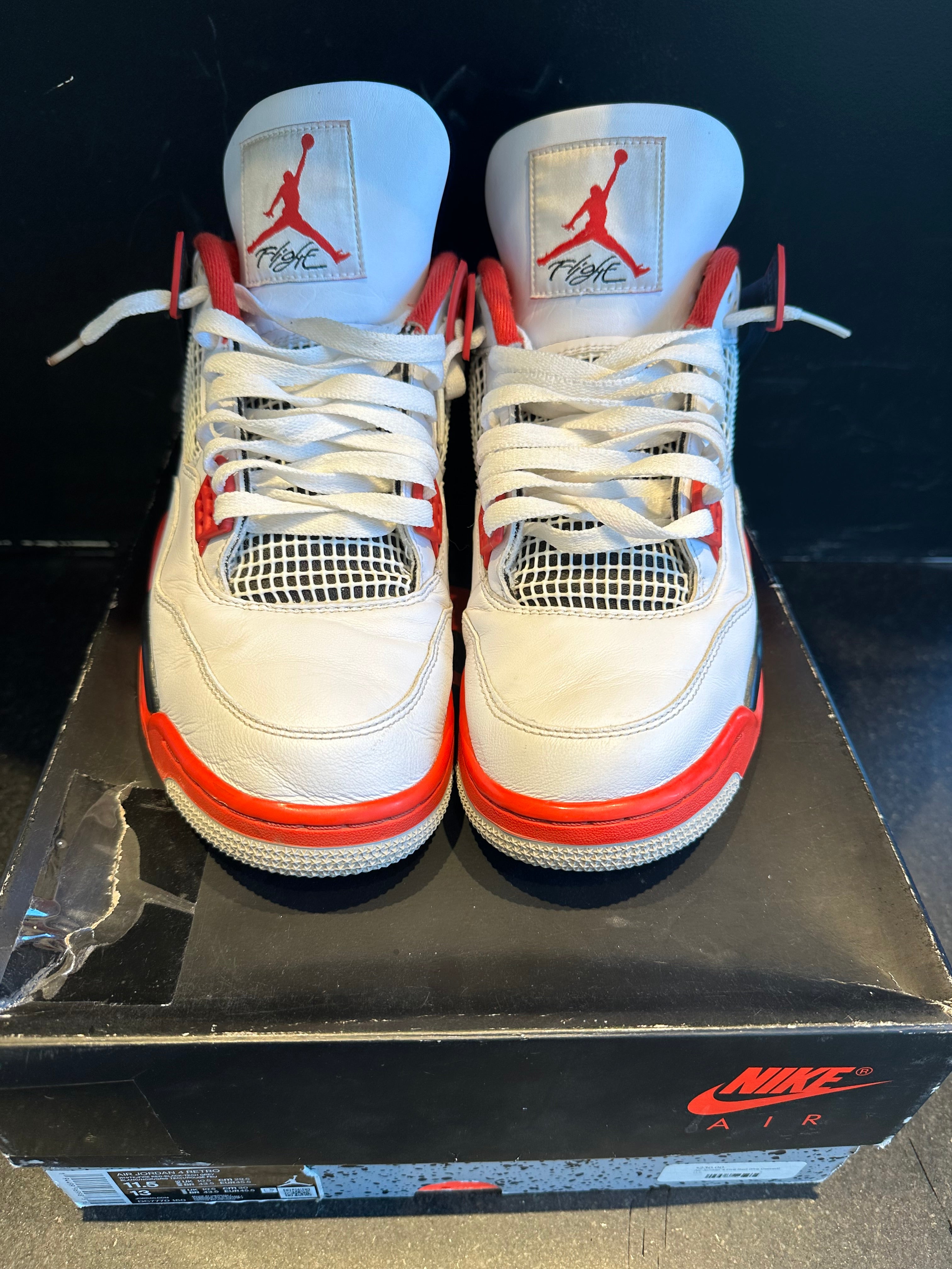 Jordan 4 "Fire Red" Preowned Size 11.5 With Box