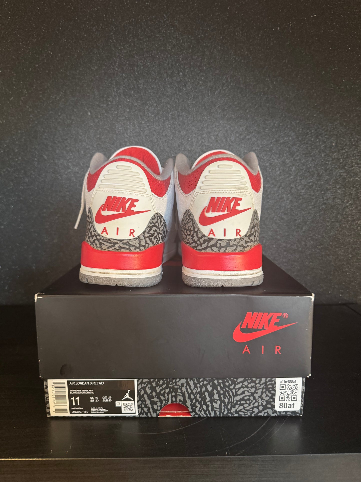 Jordan 3 'Fire Red 2022' Size 11 Preowned with box